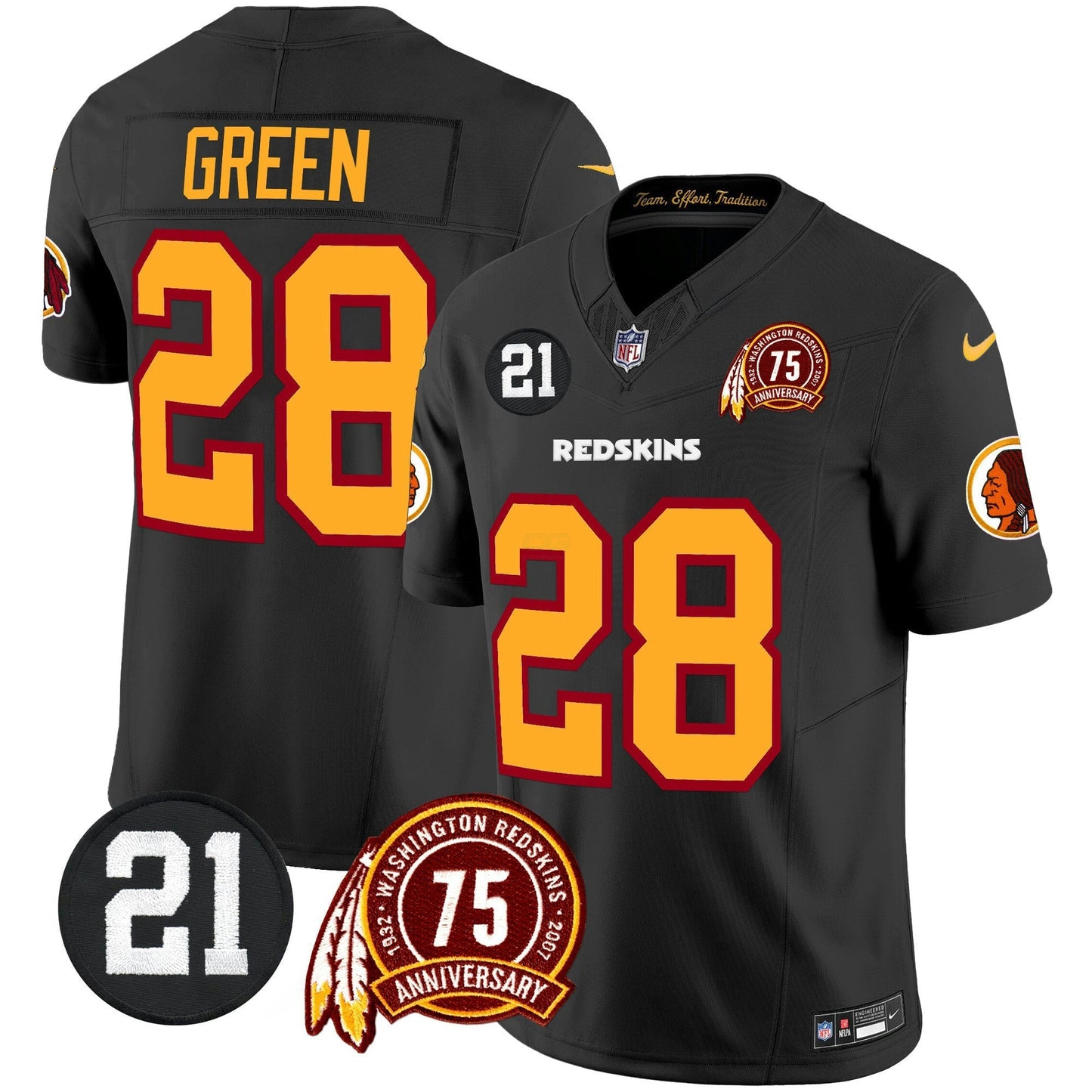 Camisa NFL Washington Commanders Men’s Washington Redskins 75th & Sean Taylor Patch Vapor Limited Jersey