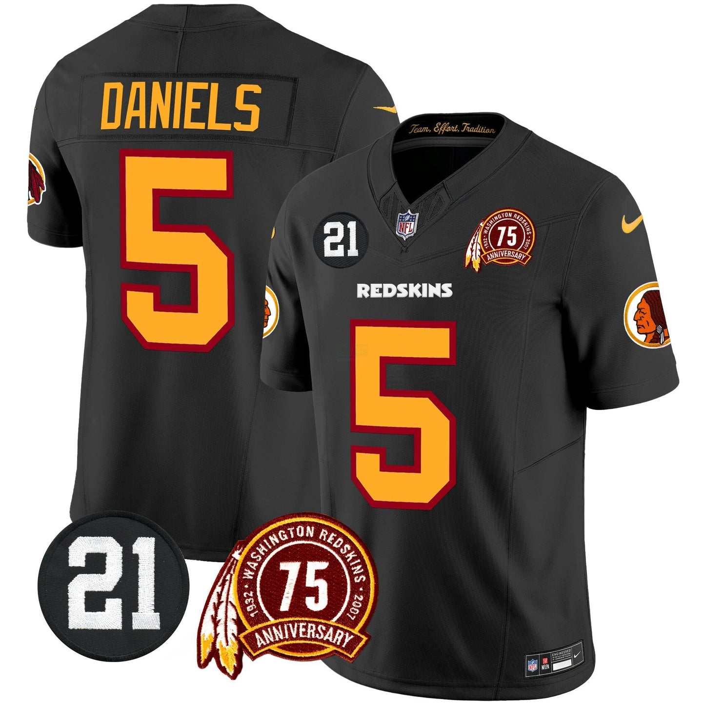 Camisa NFL Washington Commanders Men’s Washington Redskins 75th & Sean Taylor Patch Vapor Limited Jersey