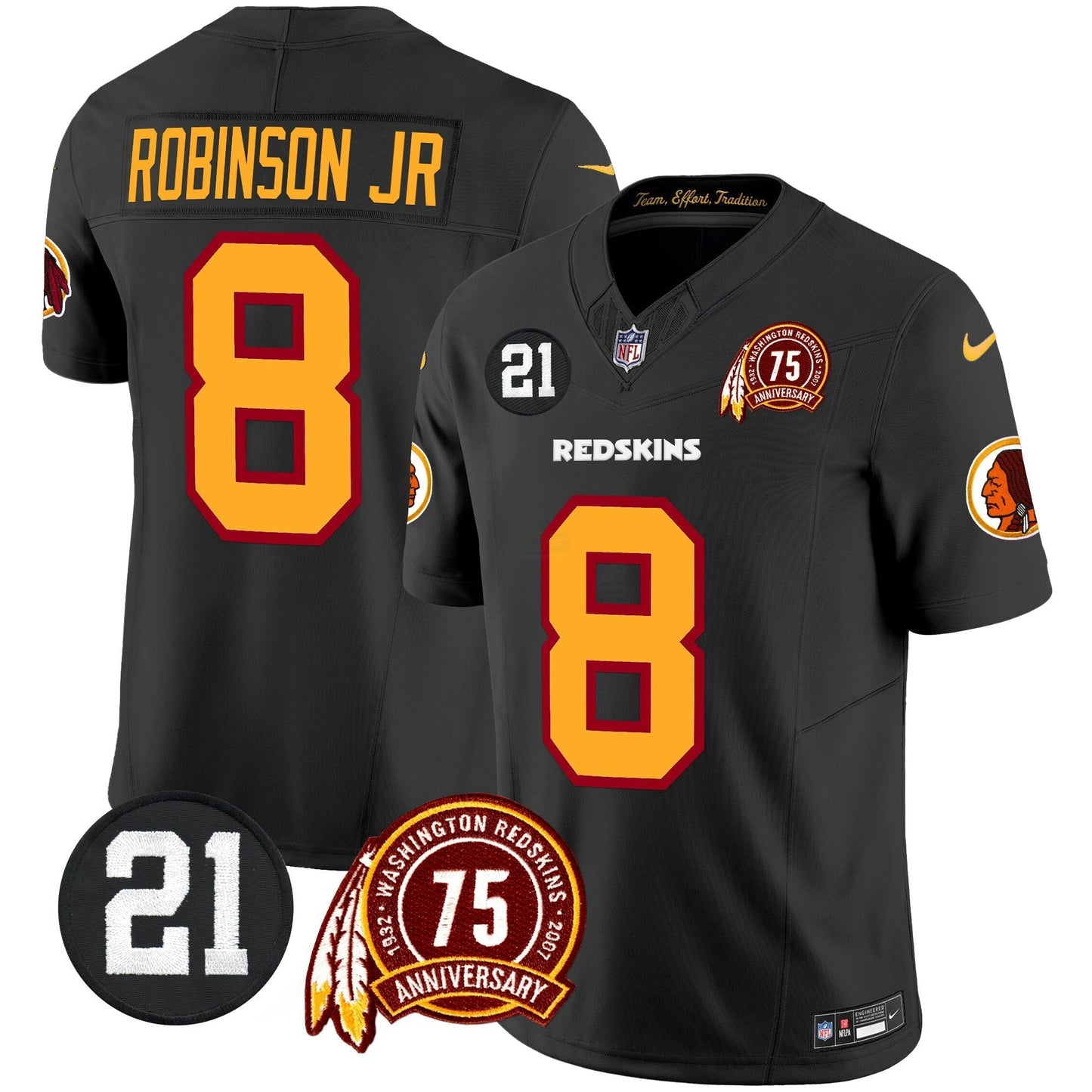 Camisa NFL Washington Commanders Men’s Washington Redskins 75th & Sean Taylor Patch Vapor Limited Jersey
