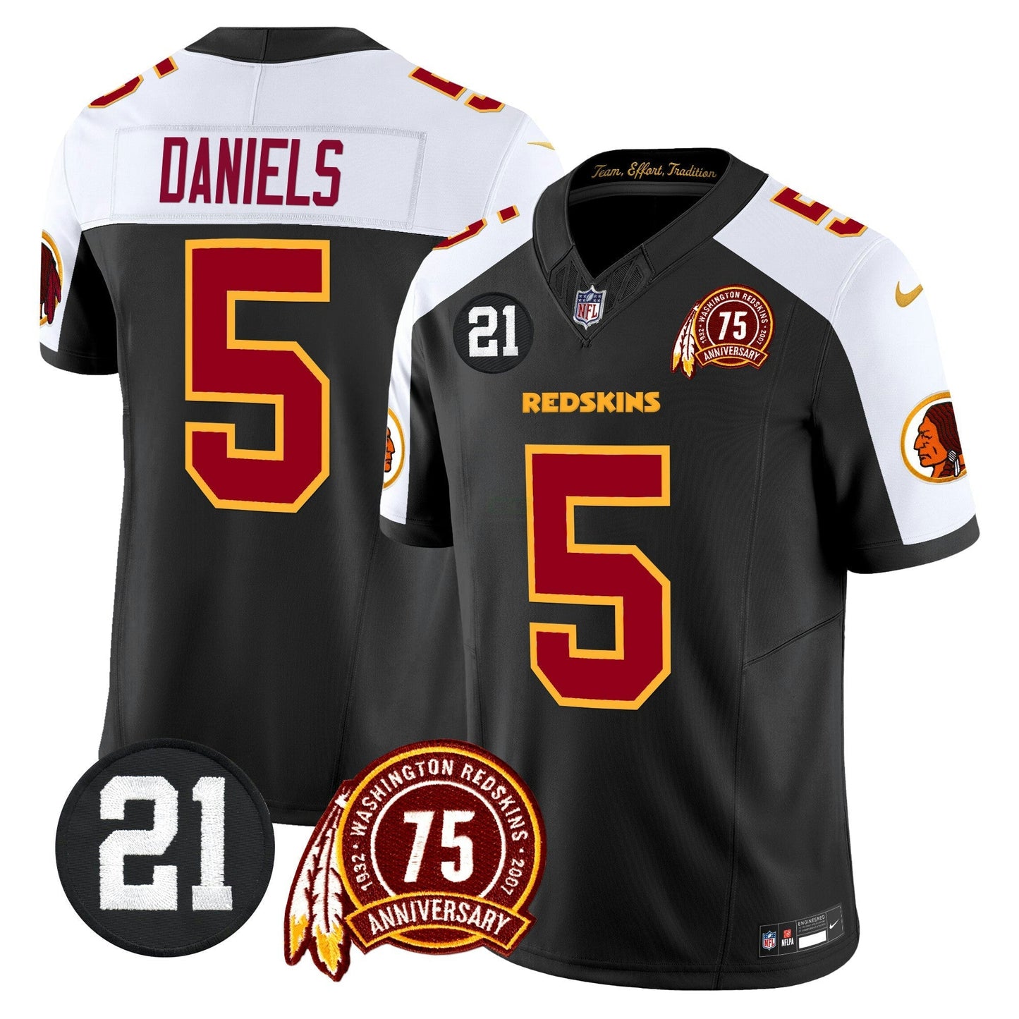 Camisa NFL Washington Commanders Men’s Washington Redskins 75th & Sean Taylor Patch Vapor Limited Jersey V2