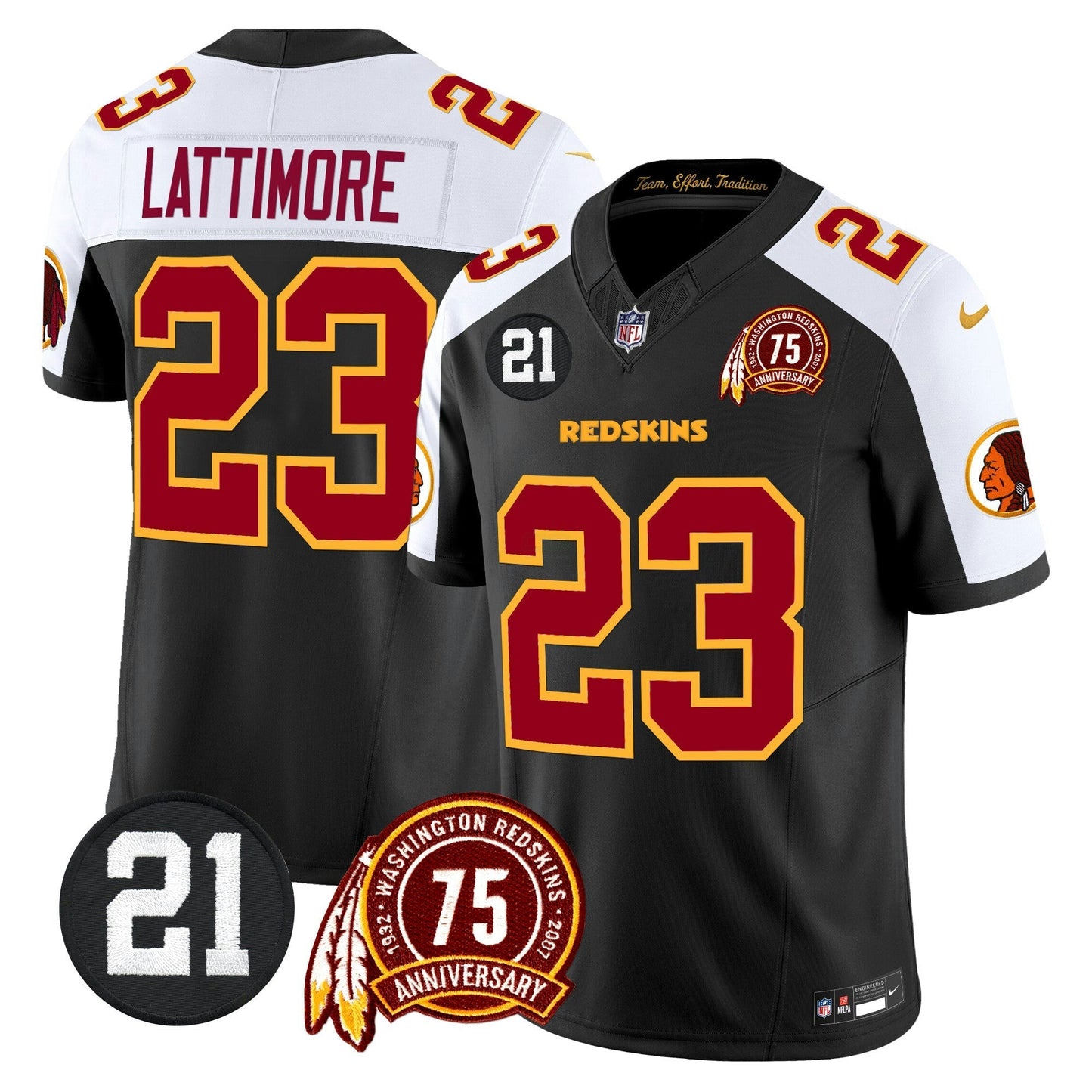 Camisa NFL Washington Commanders Men’s Washington Redskins 75th & Sean Taylor Patch Vapor Limited Jersey V2