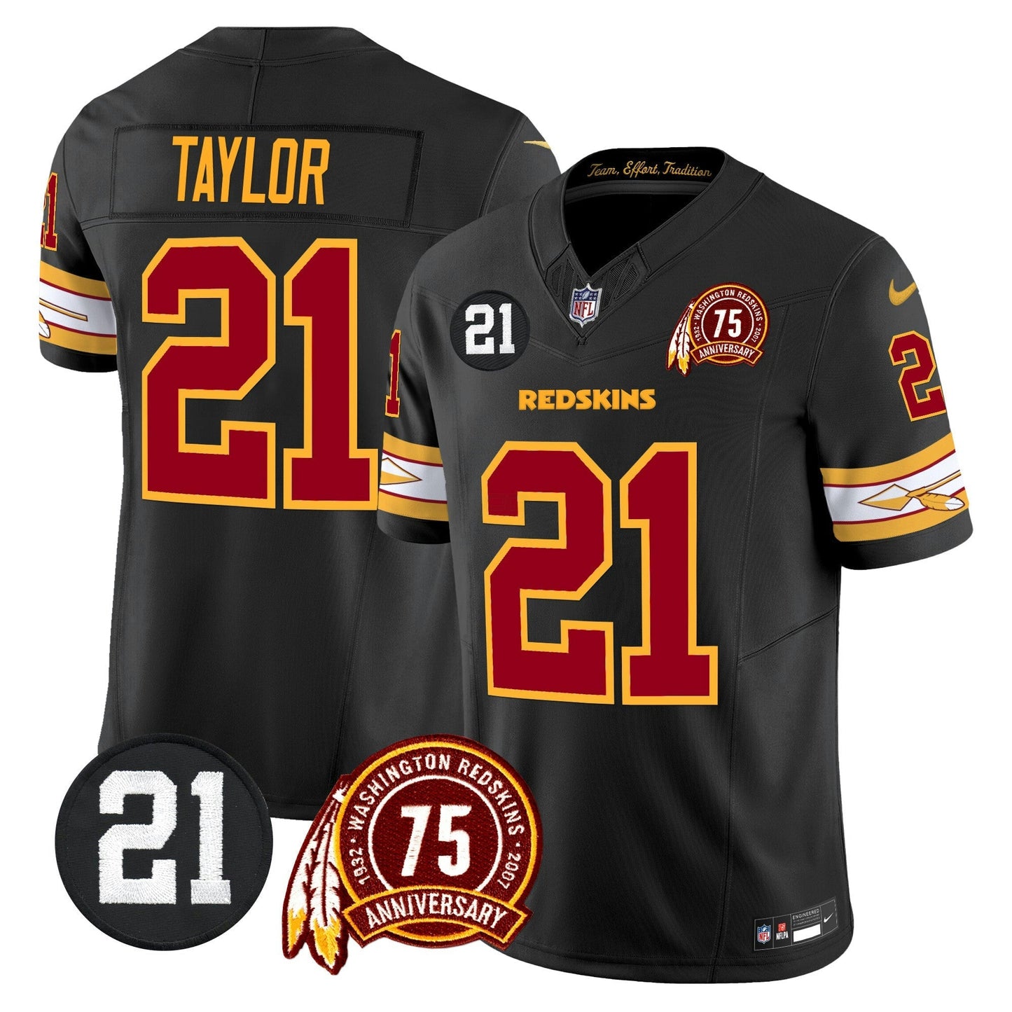 Camisa NFL Washington Commanders Men’s Washington Redskins 75th & Sean Taylor Patch Vapor Limited Jersey V2