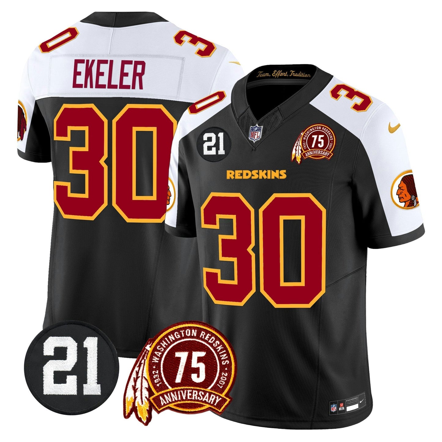 Camisa NFL Washington Commanders Men’s Washington Redskins 75th & Sean Taylor Patch Vapor Limited Jersey V2