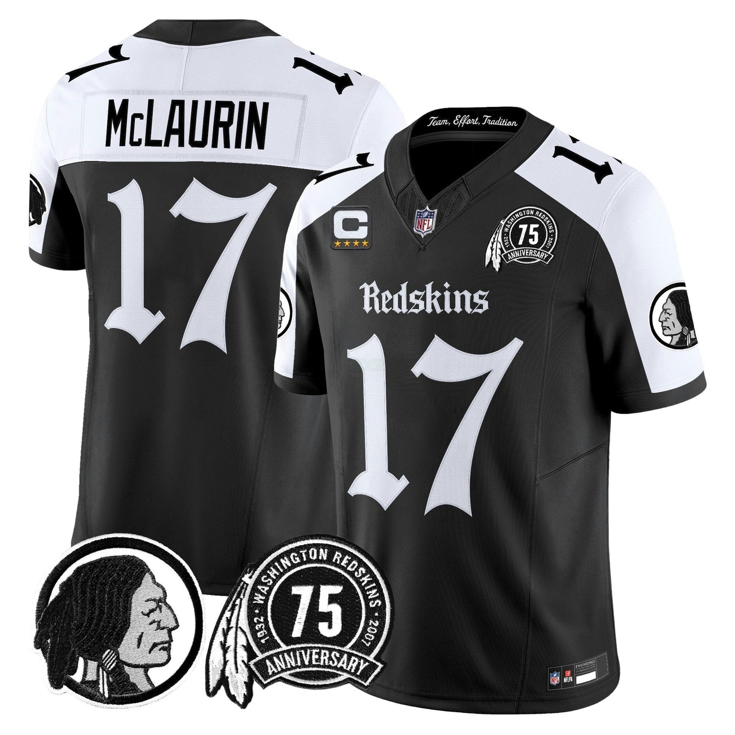 Camisa NFL Washington Commanders Men’s Washington Redskins ‘Gothic Capital Edition’ Vapor Limited Jersey