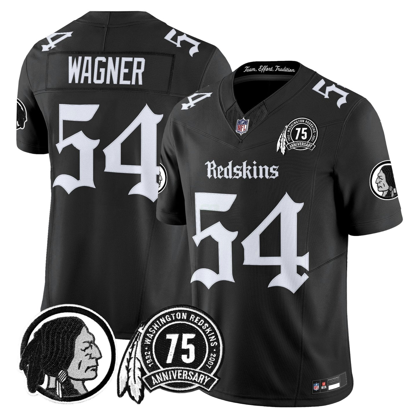 Camisa NFL Washington Commanders Men’s Washington Redskins ‘Gothic Capital Edition’ Vapor Limited Jersey