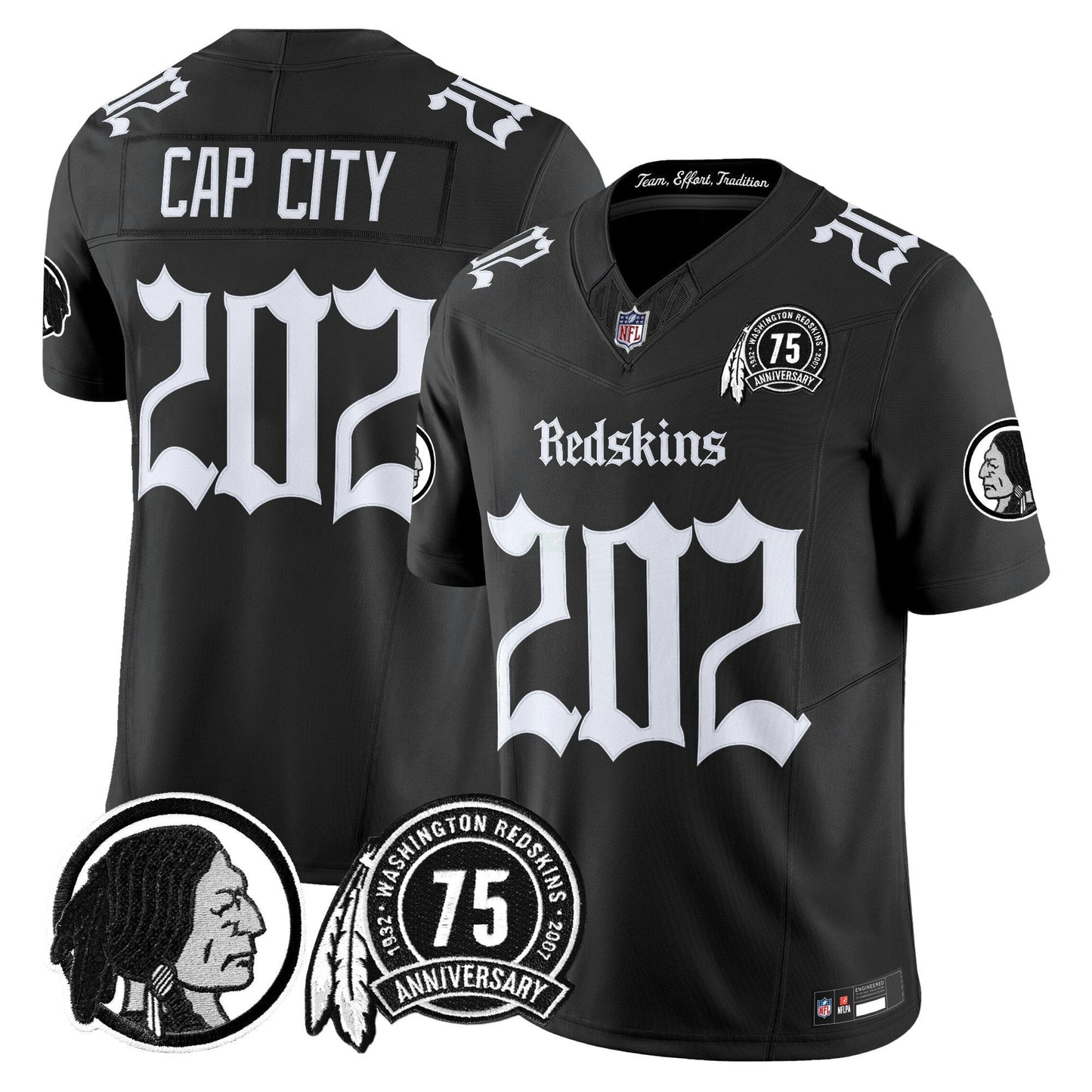 Camisa NFL Washington Commanders Men’s Washington Redskins ‘Gothic Capital Edition’ Vapor Limited Jersey