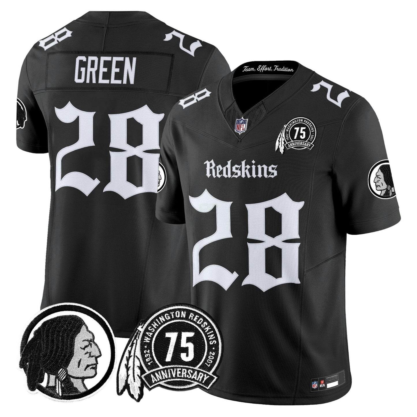 Camisa NFL Washington Commanders Men’s Washington Redskins ‘Gothic Capital Edition’ Vapor Limited Jersey