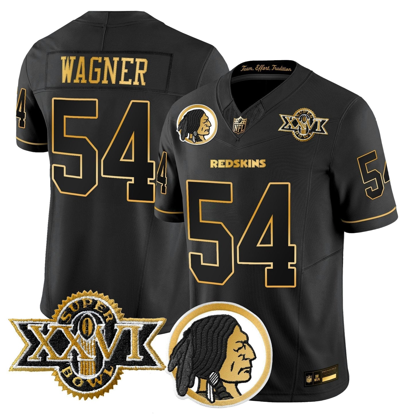 Camisa NFL Washington Commanders Men’s Washington Redskins Throwback 1992 Super Bowl XXVI Patch Dourada Vapor Limited Jersey