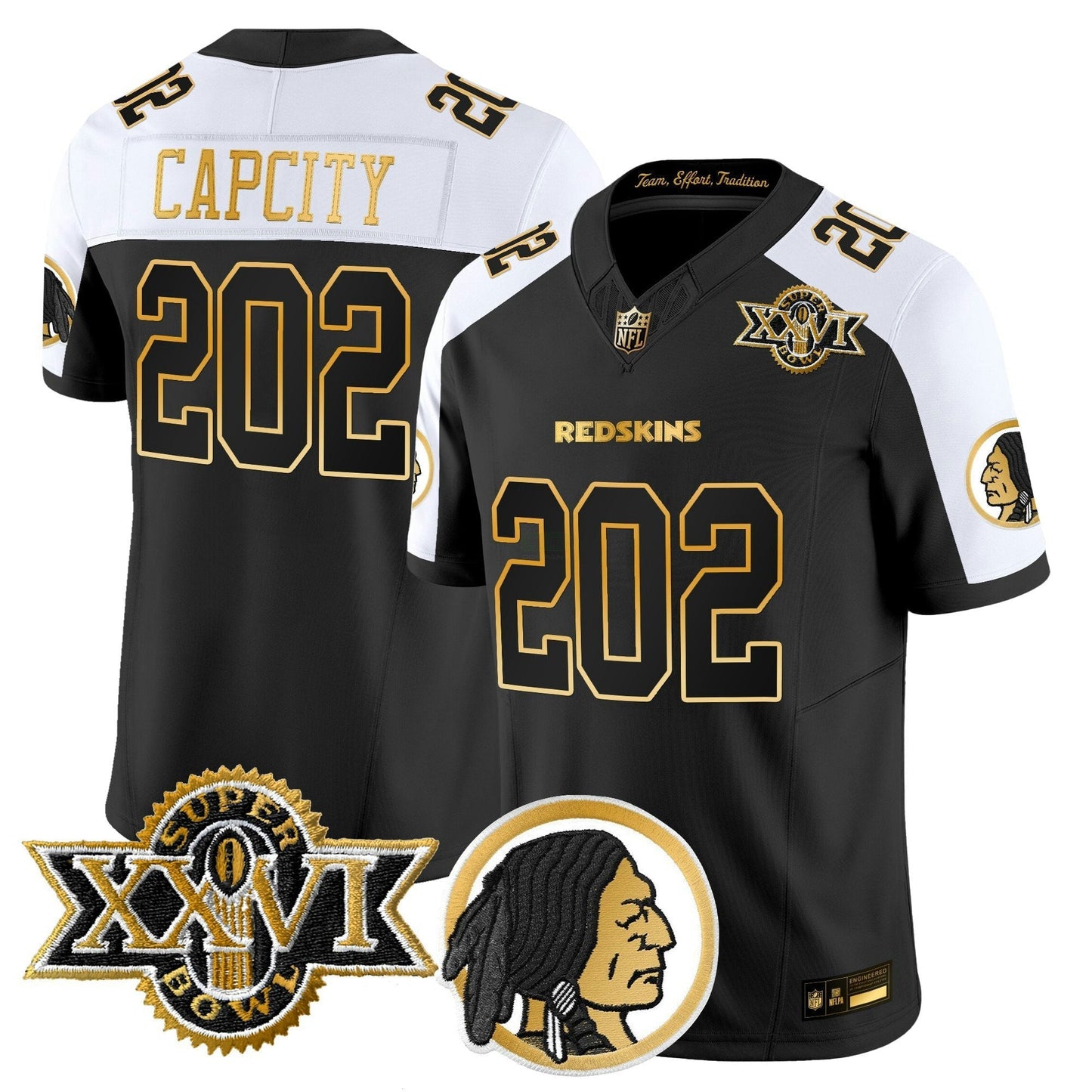 Camisa NFL Washington Commanders Men’s Washington Redskins Throwback 1992 Super Bowl XXVI Patch Dourada Vapor Limited Jersey