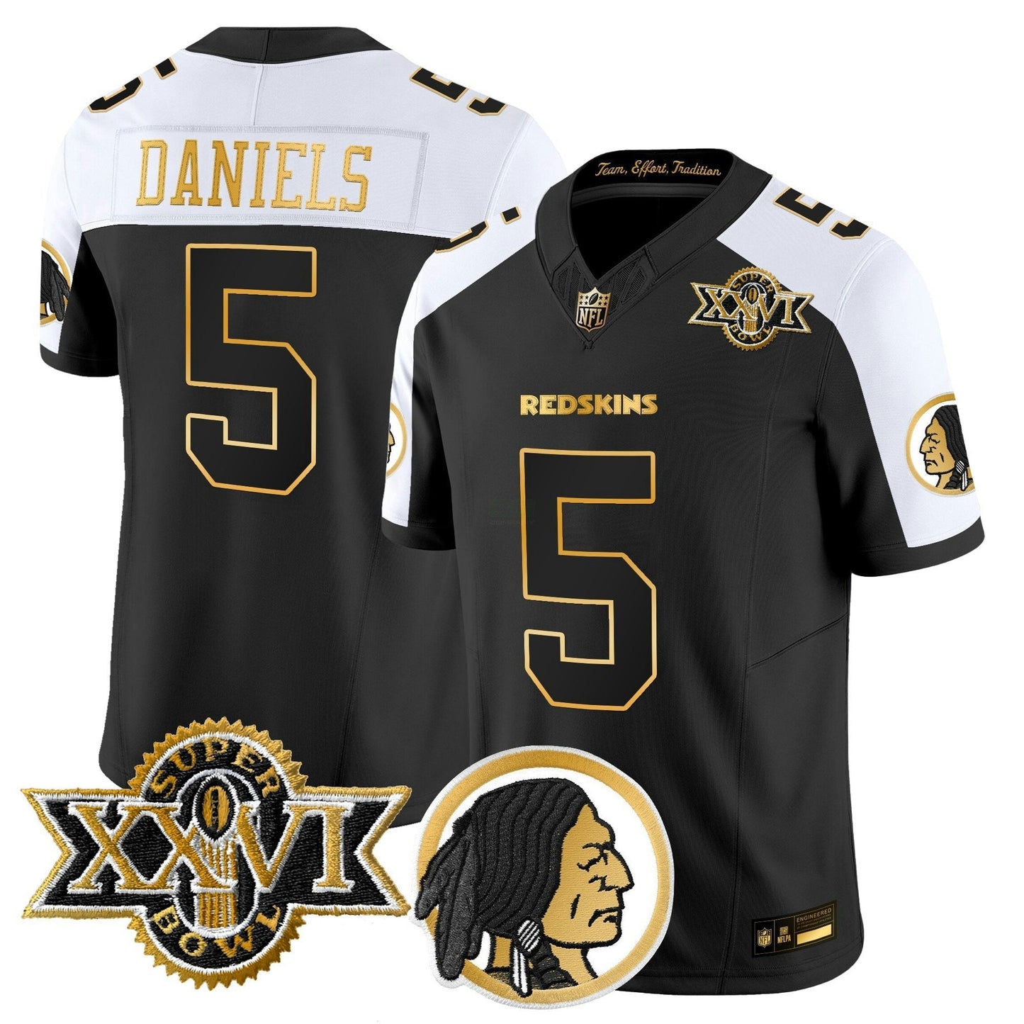 Camisa NFL Washington Commanders Men’s Washington Redskins Throwback 1992 Super Bowl XXVI Patch Dourada Vapor Limited Jersey