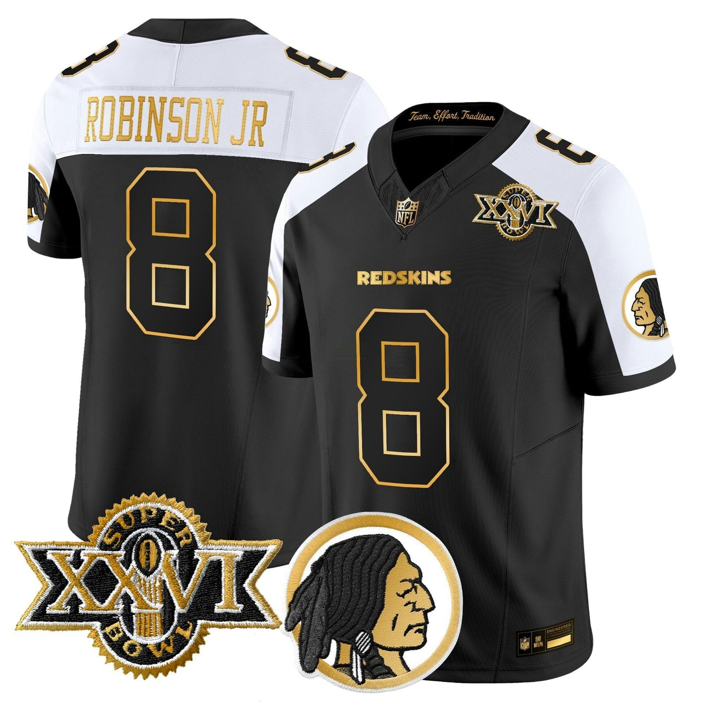 Camisa NFL Washington Commanders Men’s Washington Redskins Throwback 1992 Super Bowl XXVI Patch Dourada Vapor Limited Jersey