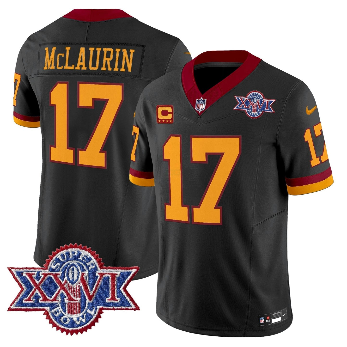 Camisa NFL Washington Commanders Men’s Washington Redskins Throwback 1992 Super Bowl XXVI Patch Vapor Limited Jersey