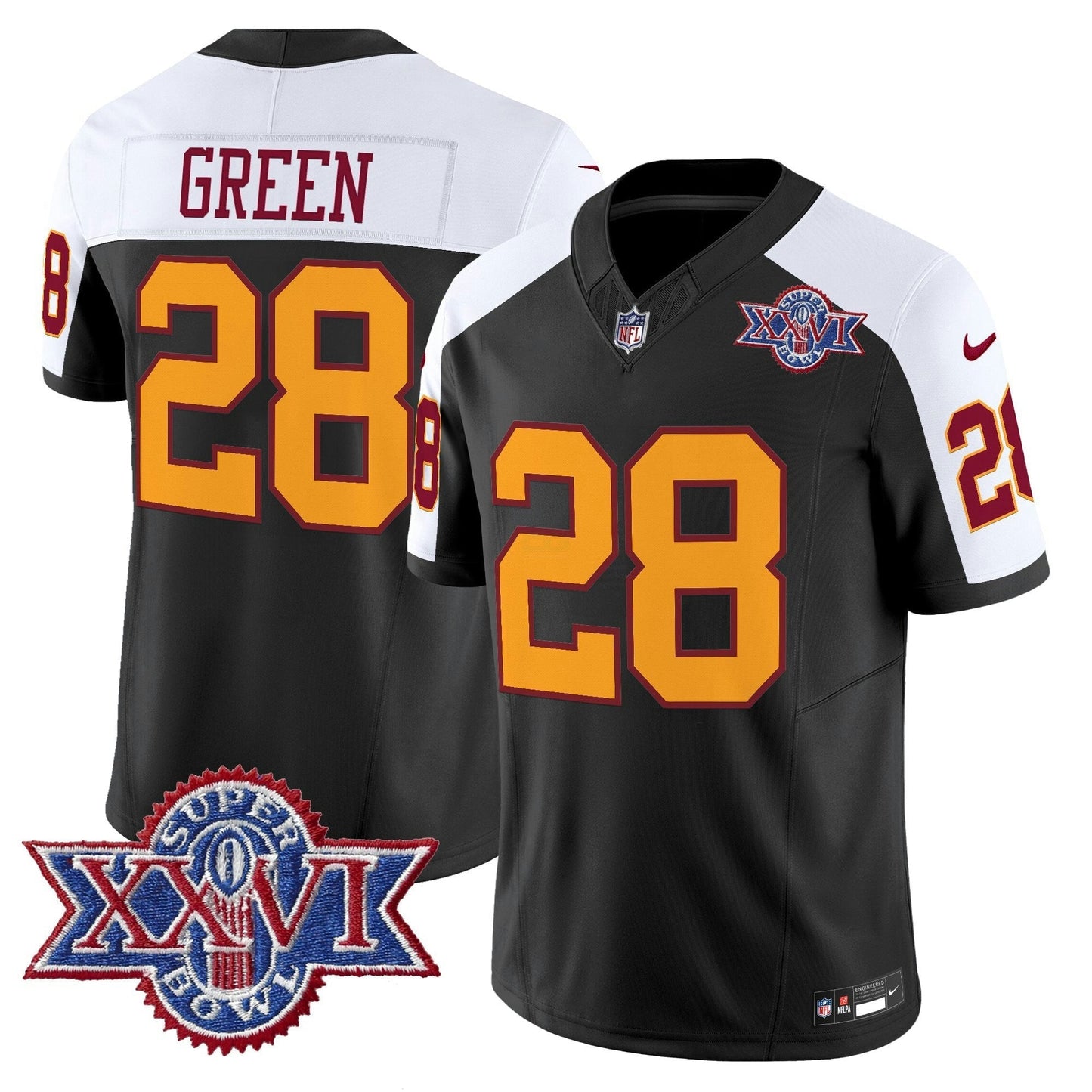 Camisa NFL Washington Commanders Men’s Washington Redskins Throwback 1992 Super Bowl XXVI Patch Vapor Limited Jersey