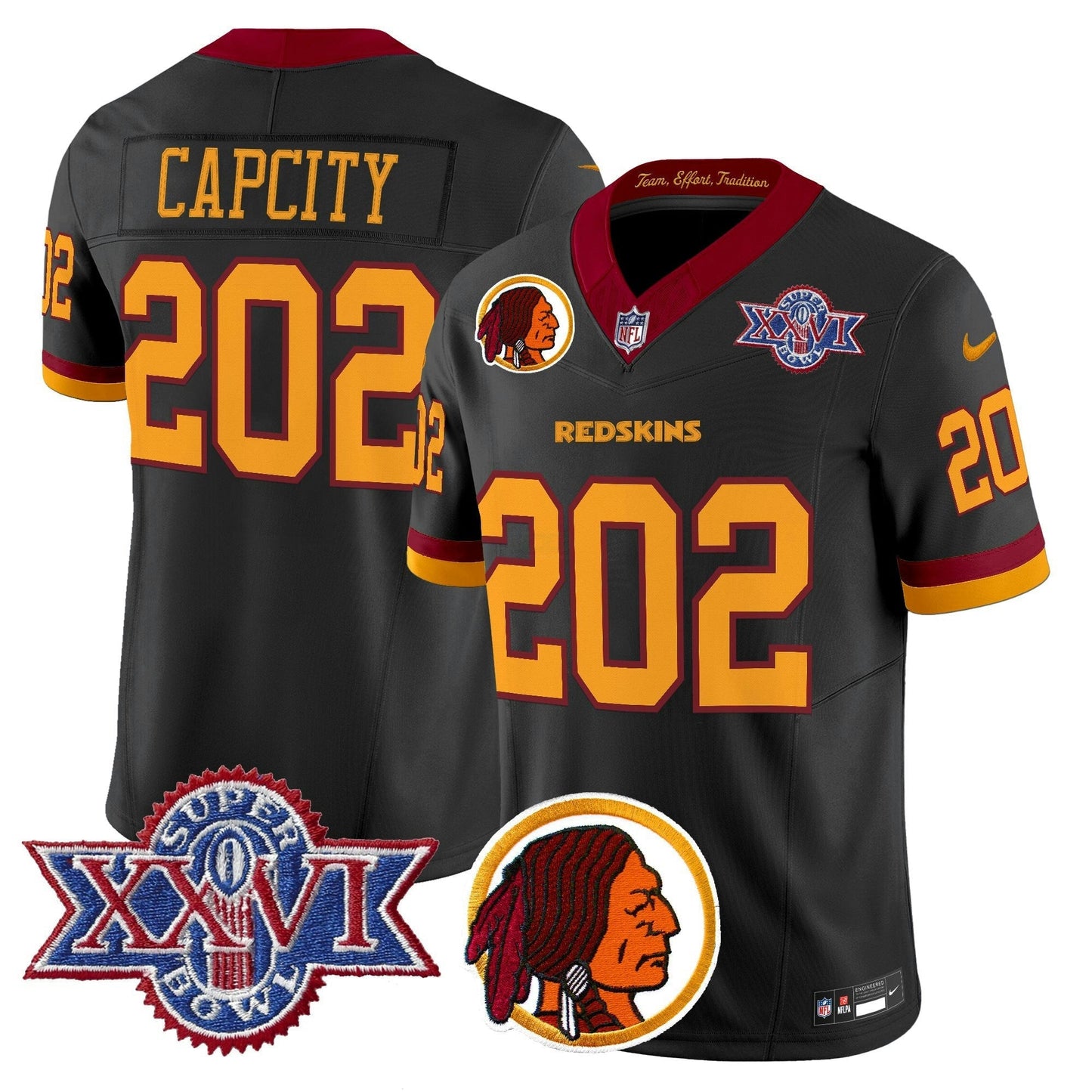 Camisa NFL Washington Commanders Men’s Washington Redskins Throwback 1992 Super Bowl XXVI Patch Vapor Limited Jersey V2