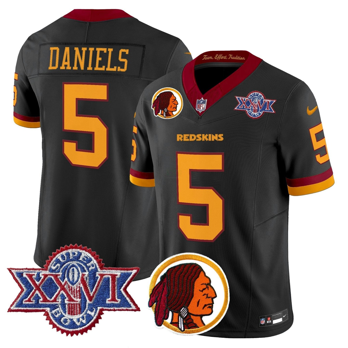 Camisa NFL Washington Commanders Men’s Washington Redskins Throwback 1992 Super Bowl XXVI Patch Vapor Limited Jersey V2