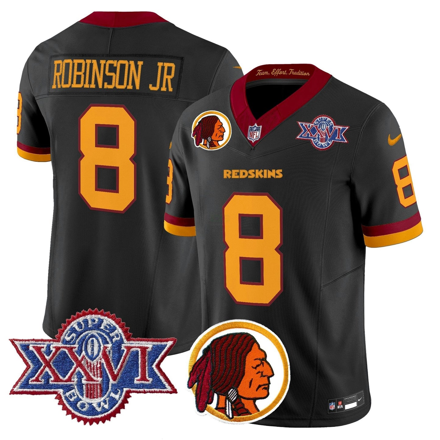 Camisa NFL Washington Commanders Men’s Washington Redskins Throwback 1992 Super Bowl XXVI Patch Vapor Limited Jersey V2