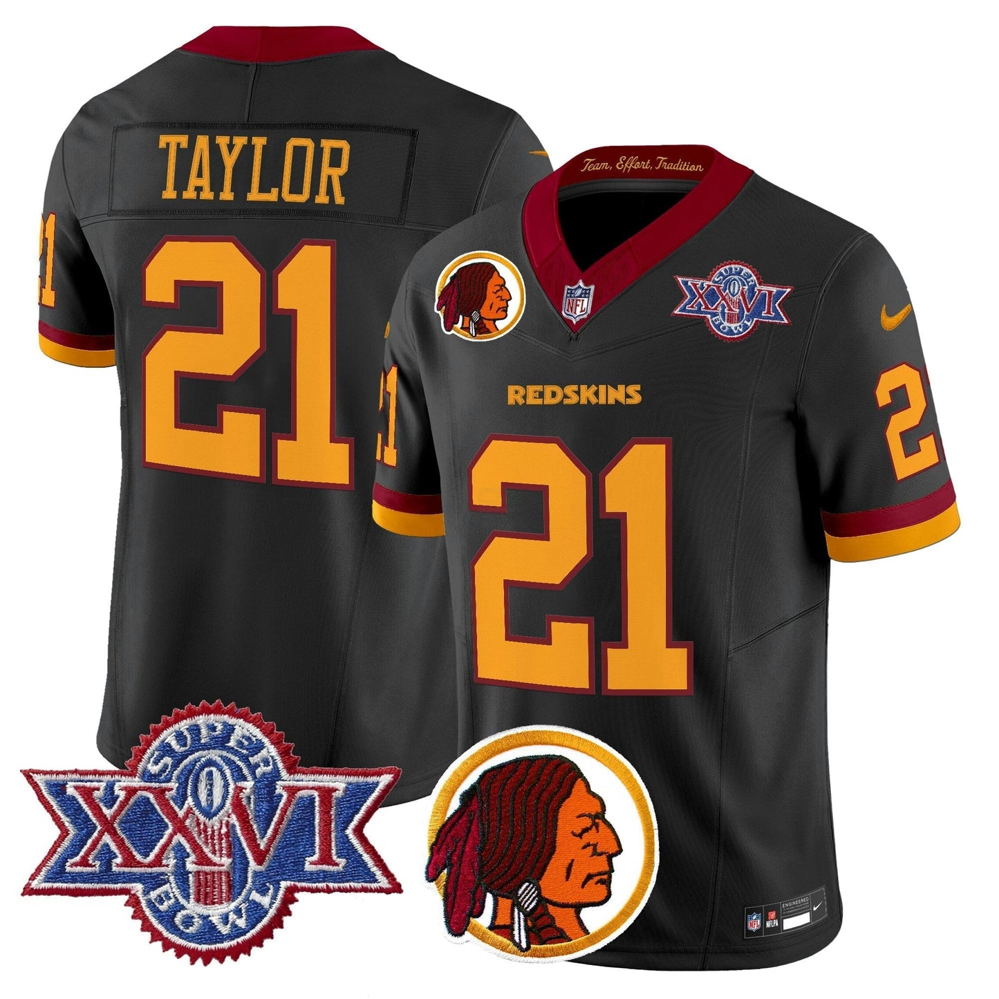 Camisa NFL Washington Commanders Men’s Washington Redskins Throwback 1992 Super Bowl XXVI Patch Vapor Limited Jersey V2