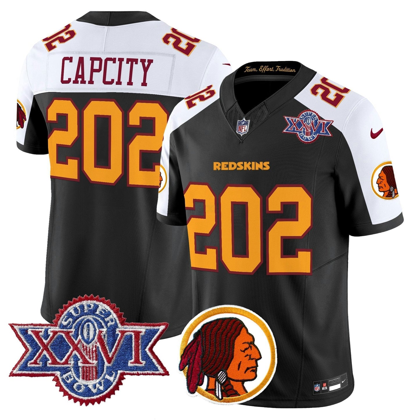 Camisa NFL Washington Commanders Men’s Washington Redskins Throwback 1992 Super Bowl XXVI Patch Vapor Limited Jersey V2