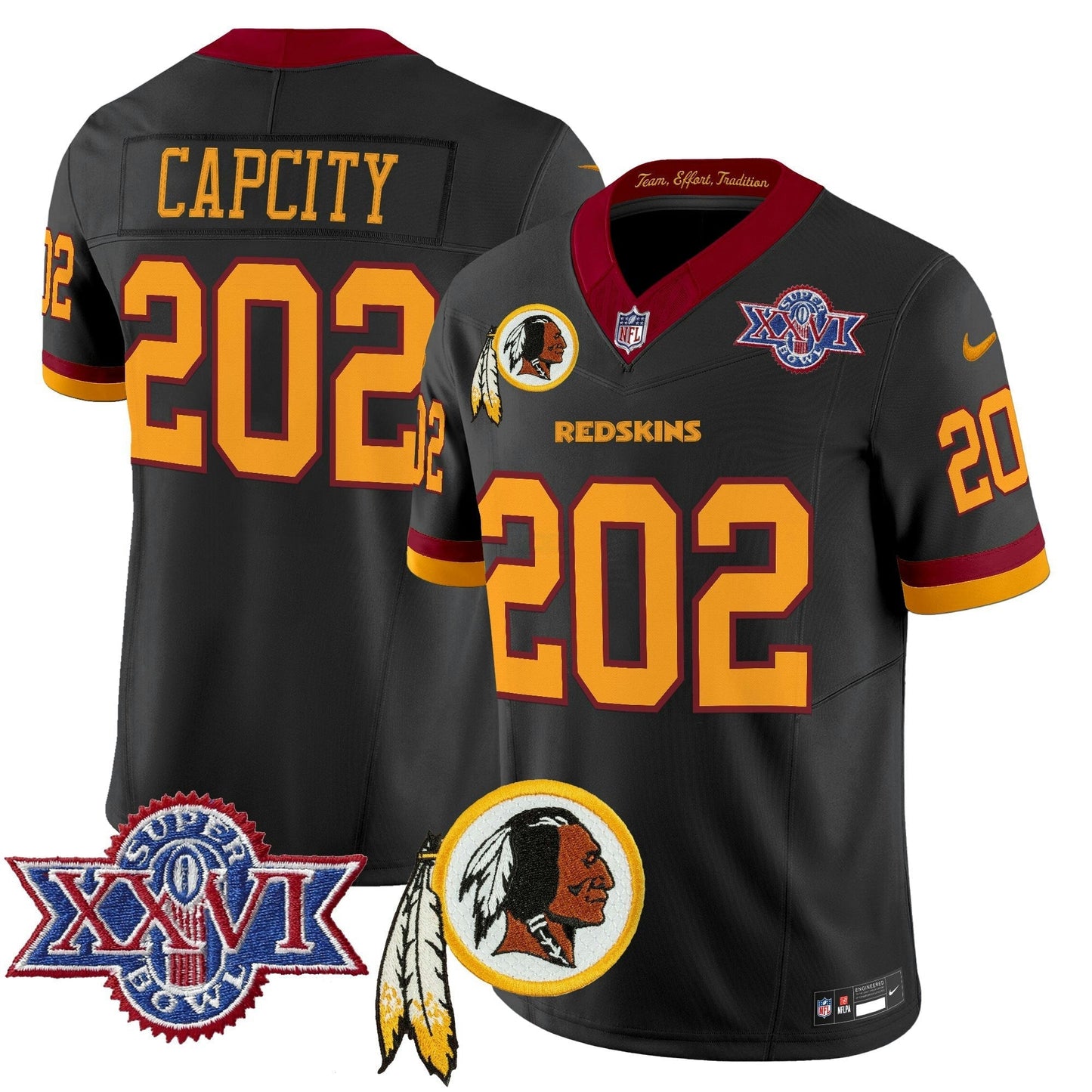 Camisa NFL Washington Commanders Men’s Washington Redskins Throwback 1992 Super Bowl XXVI Patch Vapor Limited Jersey V3