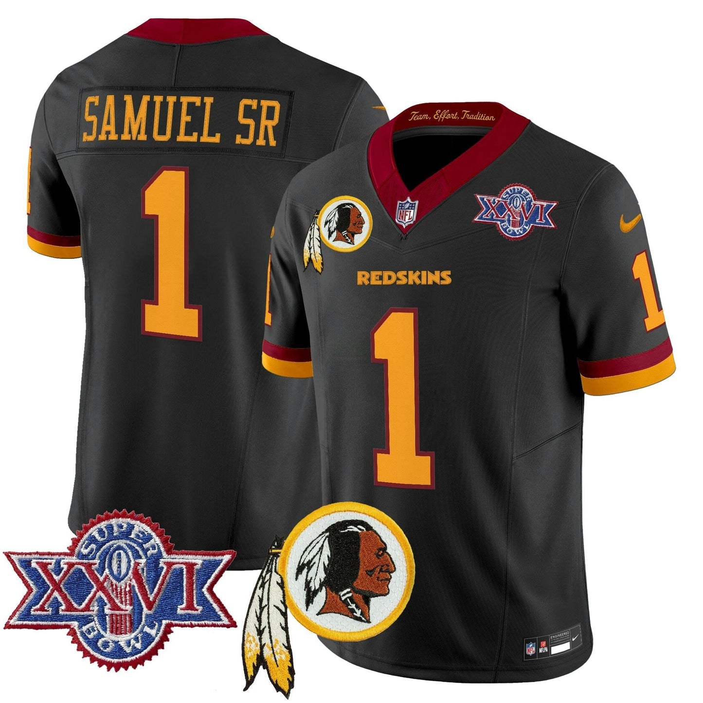 Camisa NFL Washington Commanders Men’s Washington Redskins Throwback 1992 Super Bowl XXVI Patch Vapor Limited Jersey V3