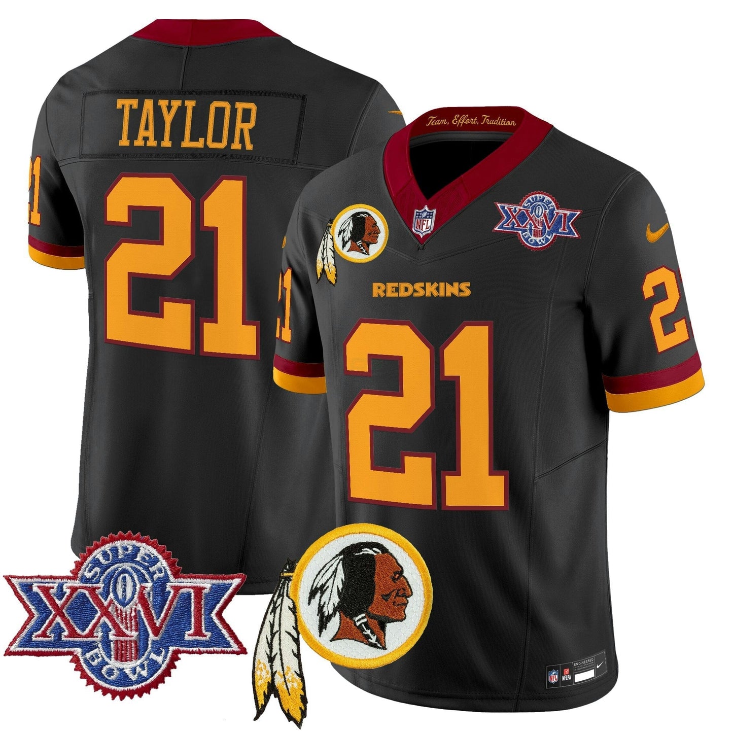 Camisa NFL Washington Commanders Men’s Washington Redskins Throwback 1992 Super Bowl XXVI Patch Vapor Limited Jersey V3
