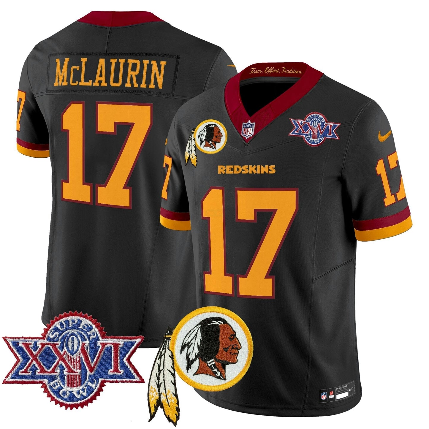 Camisa NFL Washington Commanders Men’s Washington Redskins Throwback 1992 Super Bowl XXVI Patch Vapor Limited Jersey V3