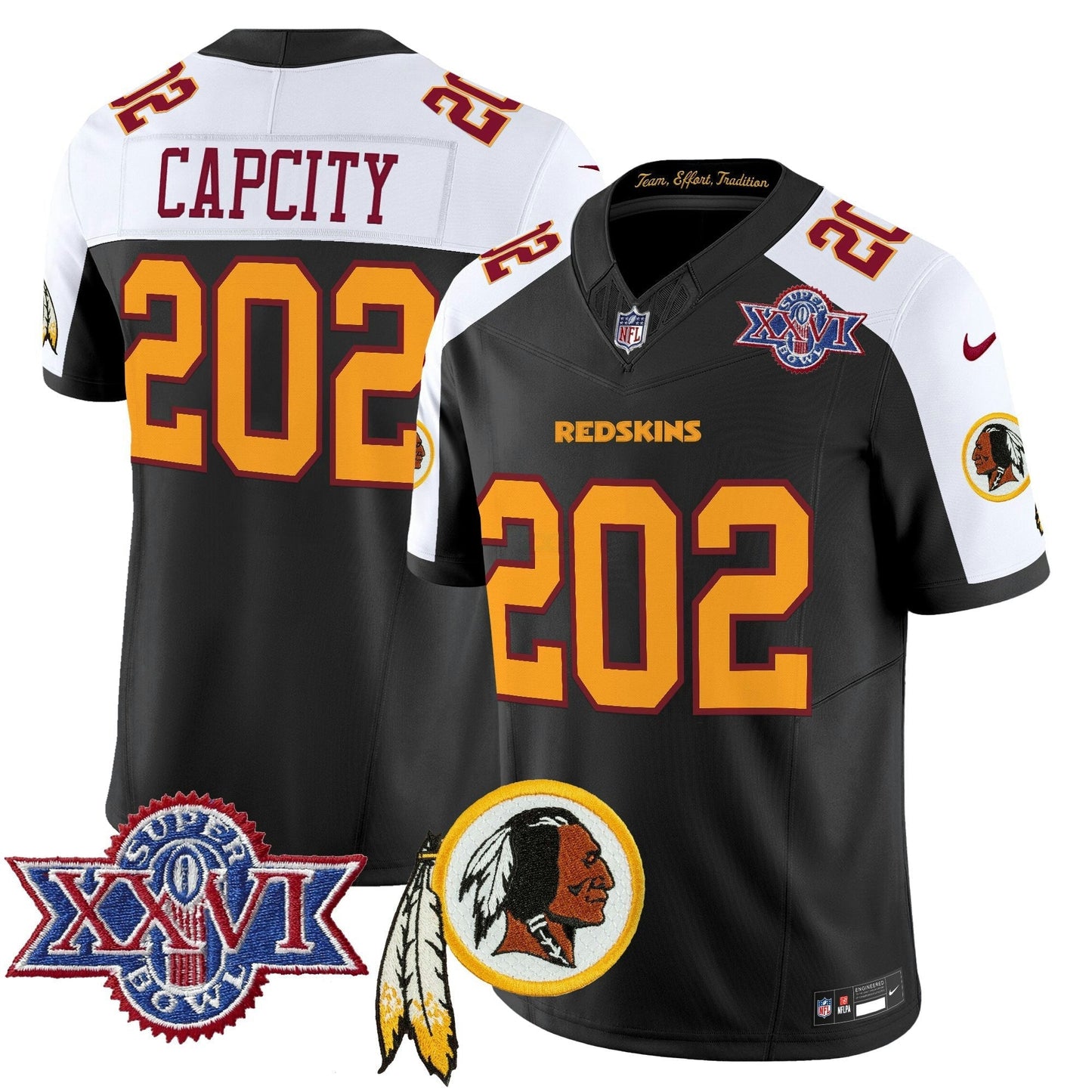 Camisa NFL Washington Commanders Men’s Washington Redskins Throwback 1992 Super Bowl XXVI Patch Vapor Limited Jersey V3