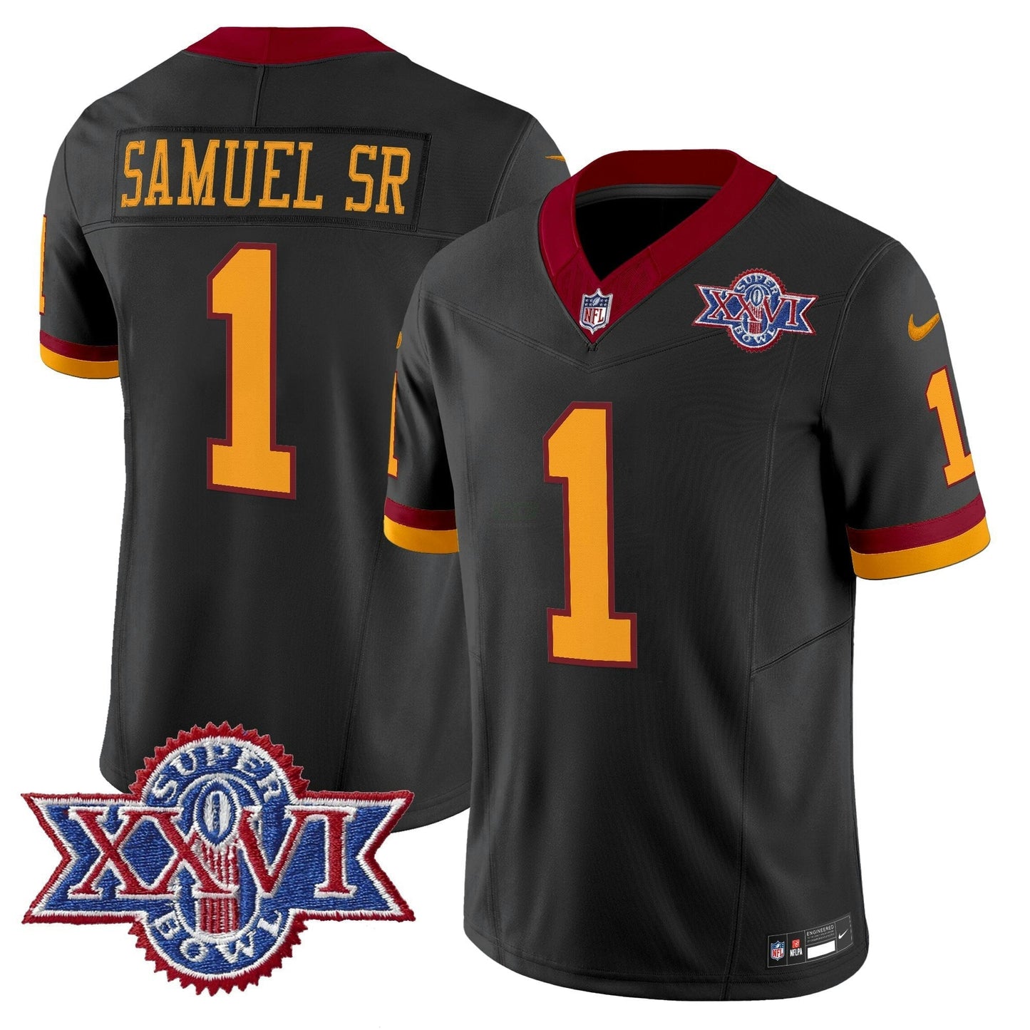 Camisa NFL Washington Commanders Men’s Washington Redskins Throwback 1992 Super Bowl XXVI Patch Vapor Limited Jersey