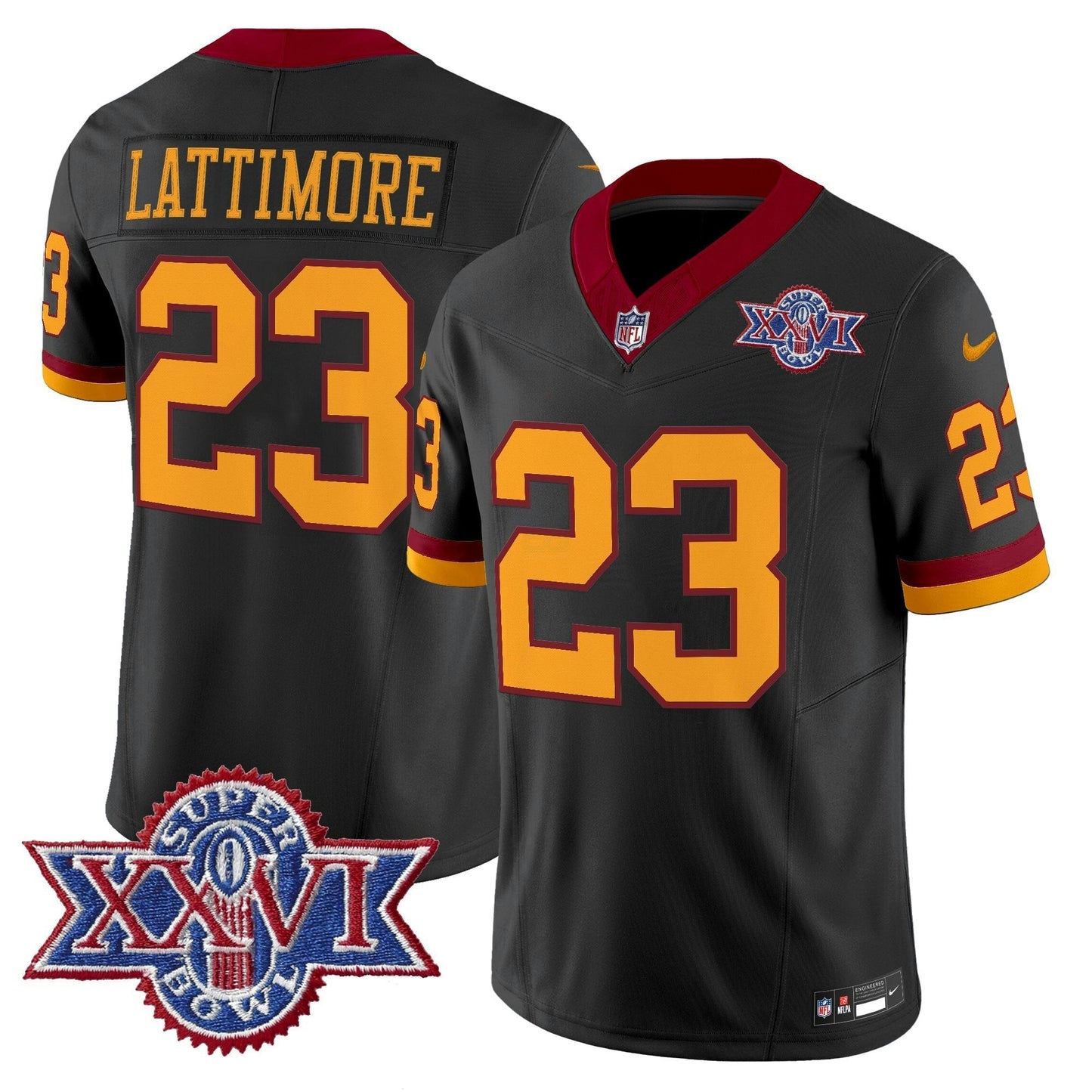 Camisa NFL Washington Commanders Men’s Washington Redskins Throwback 1992 Super Bowl XXVI Patch Vapor Limited Jersey