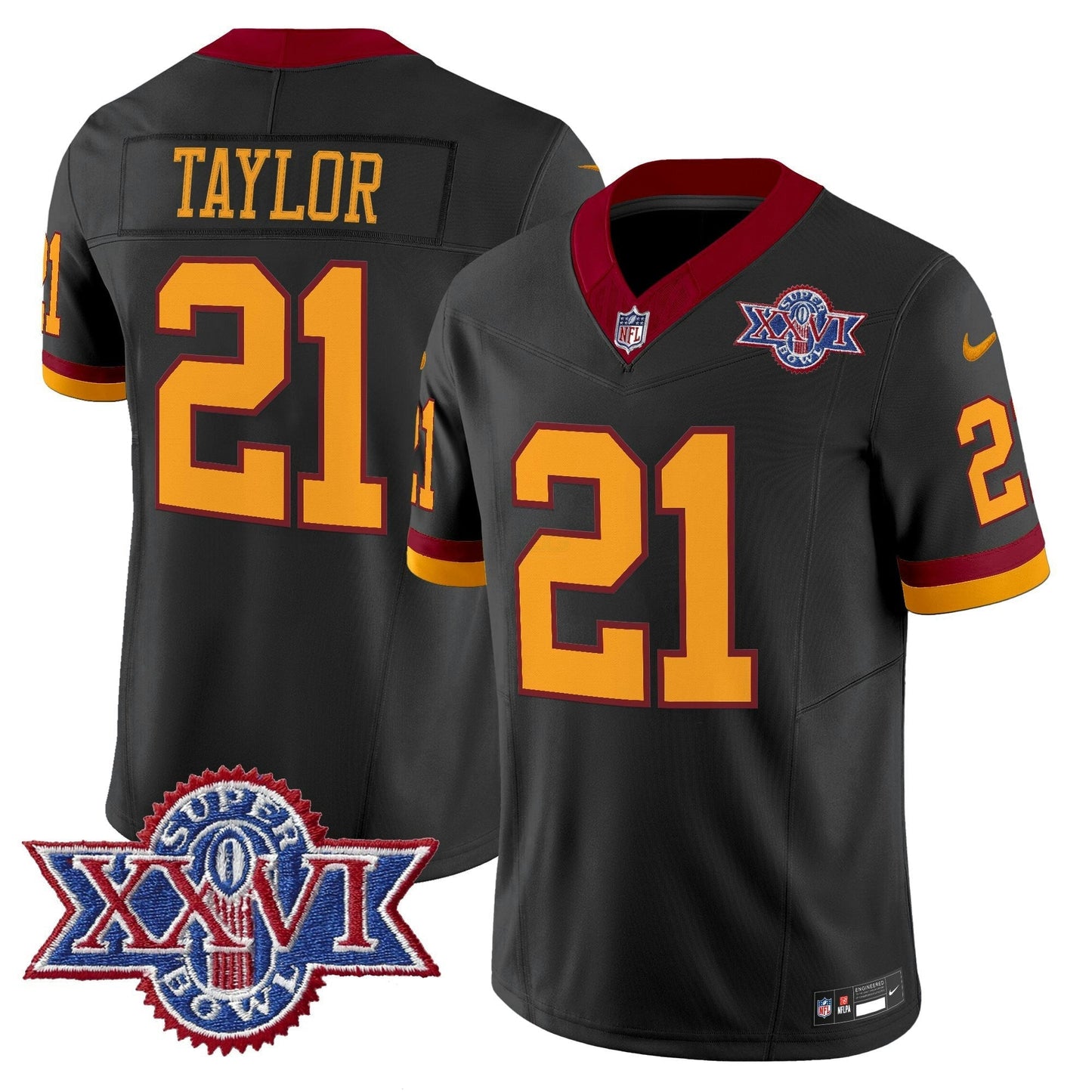 Camisa NFL Washington Commanders Men’s Washington Redskins Throwback 1992 Super Bowl XXVI Patch Vapor Limited Jersey