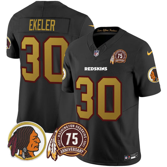 Camisa NFL Washington Commanders Men’s Washington Redskins Throwback 75th Patch Vapor Limited Jersey