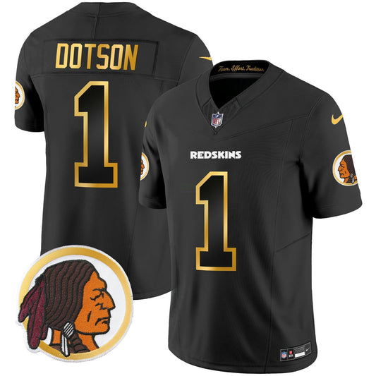 Camisa NFL Washington Commanders Men’s Washington Redskins Throwback Vapor Dourada Trim Jersey