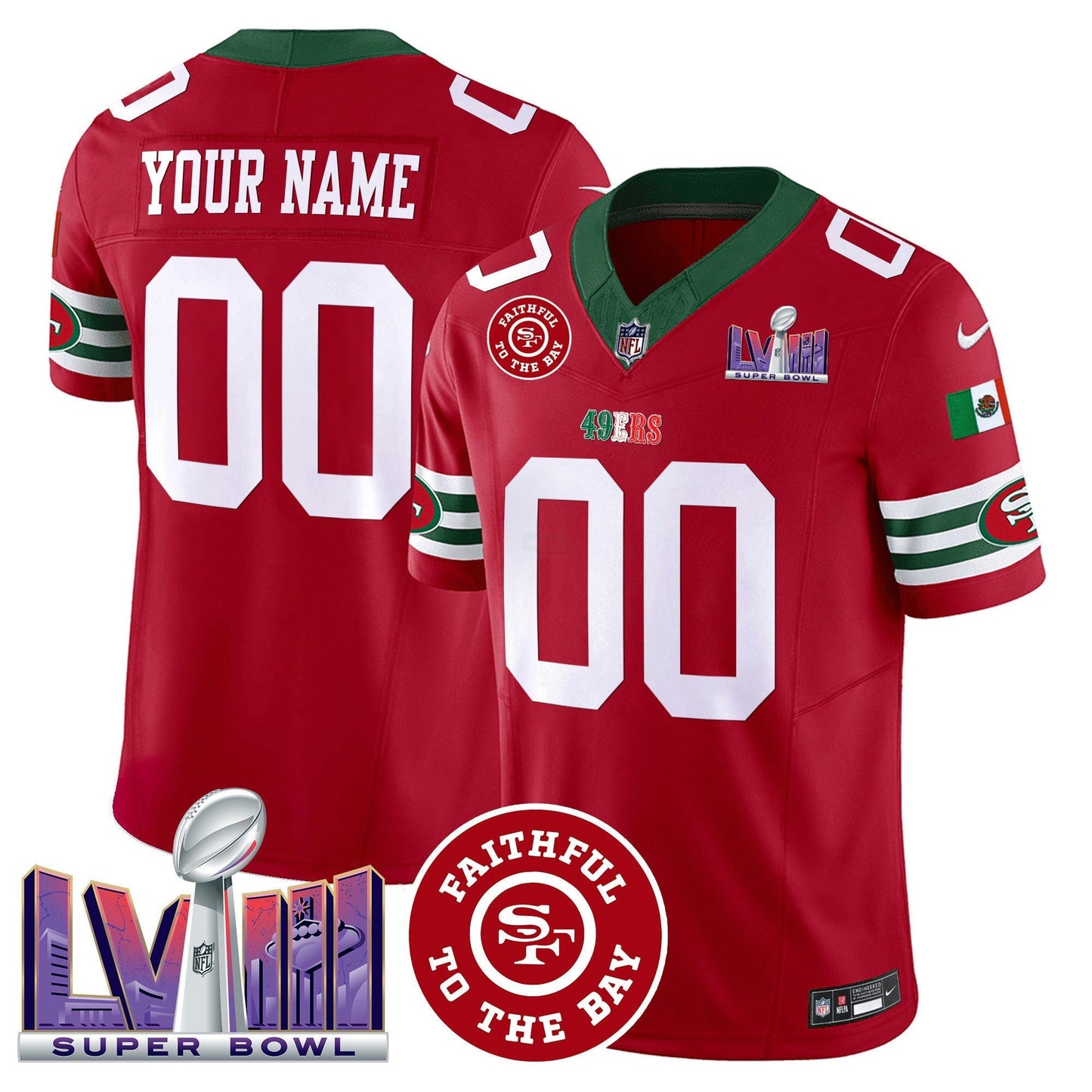 Camisa NFL Mexico Faithful & Super Bowl LVIII Patch Vapor Jersey