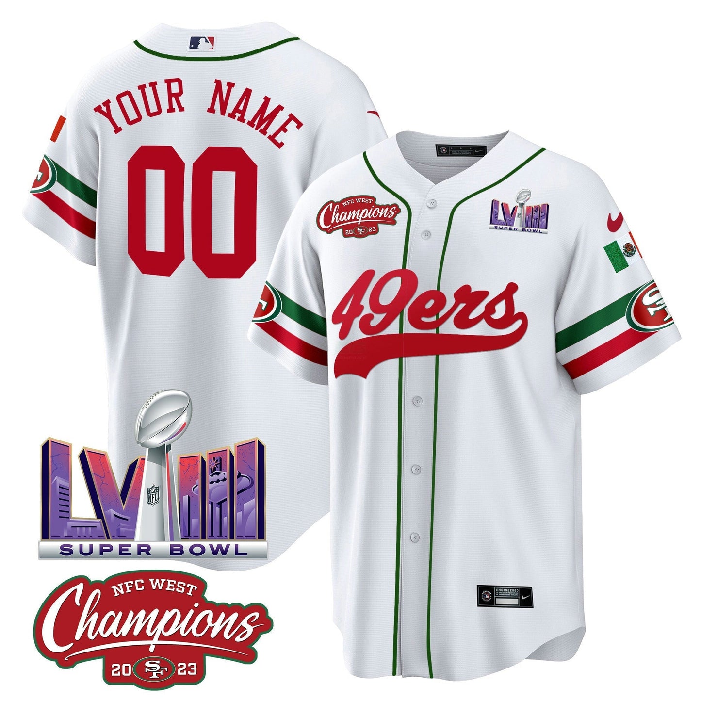 Camisa NFL Mexico NFC West Champions & Super Bowl LVIII Patch Jersey