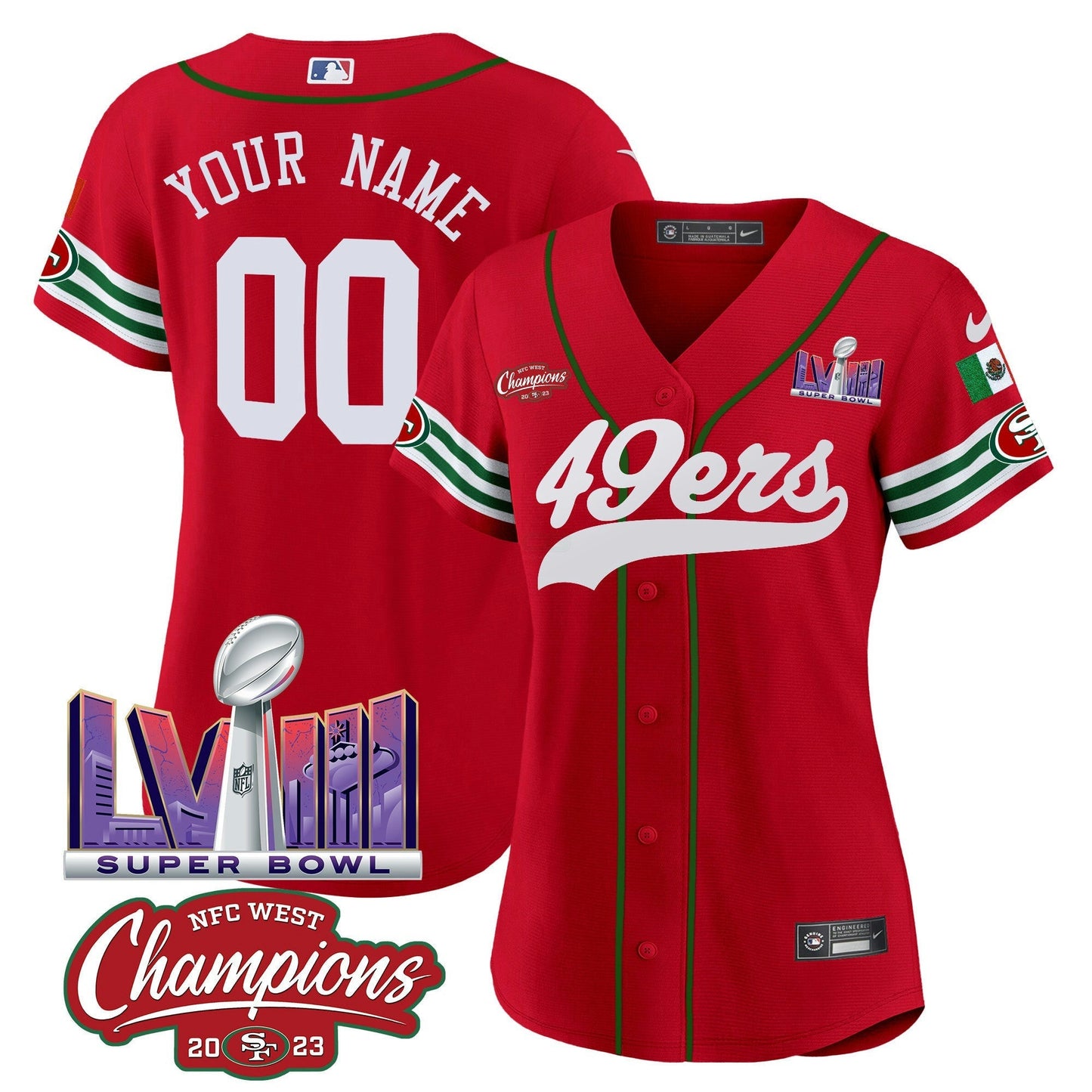Camisa NFL Mexico NFC West Champions & Super Bowl LVIII Patch Jersey