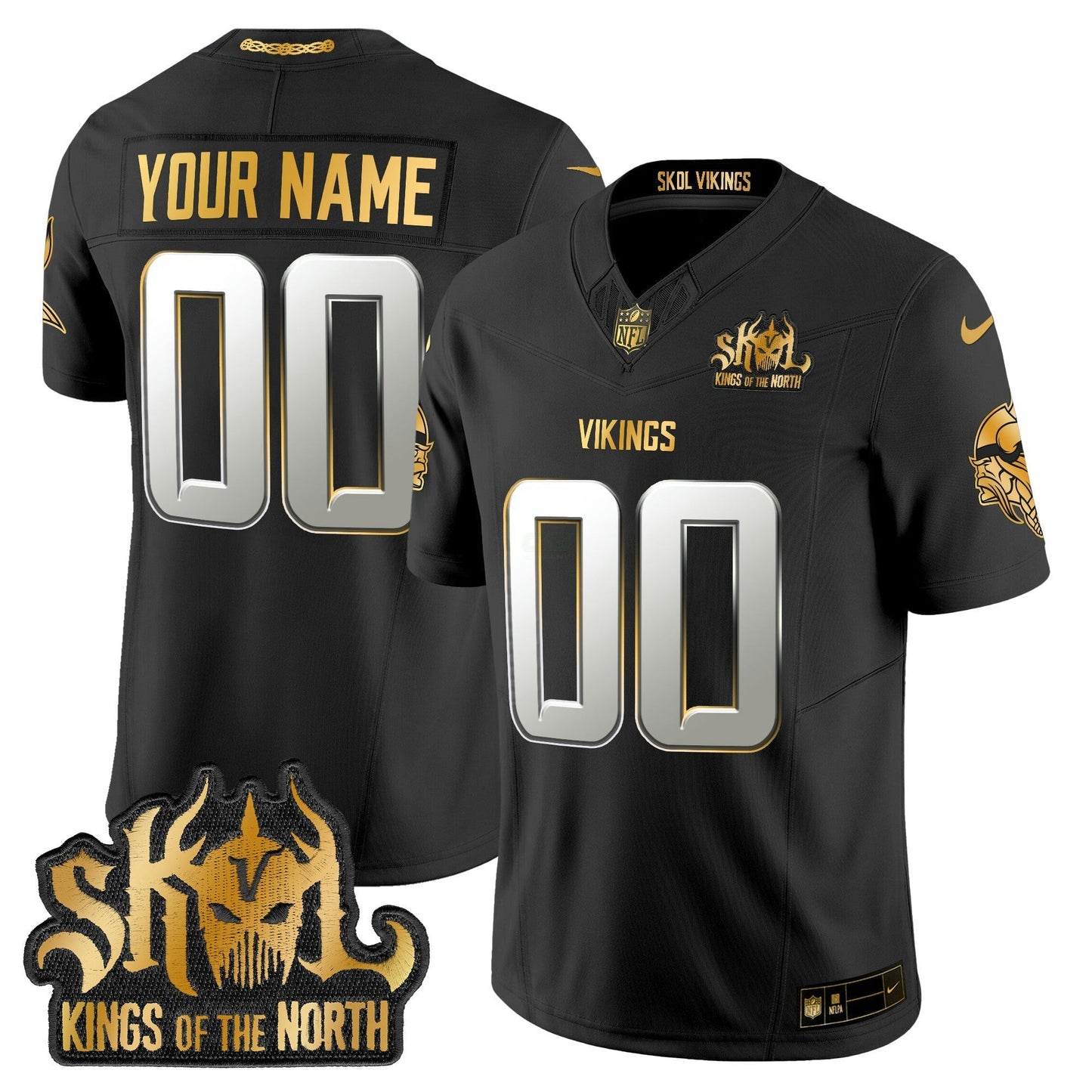 Camisa NFL Minnesota 2024 Winter Warrior Skol Patch Dourada Vapor Limited Jersey