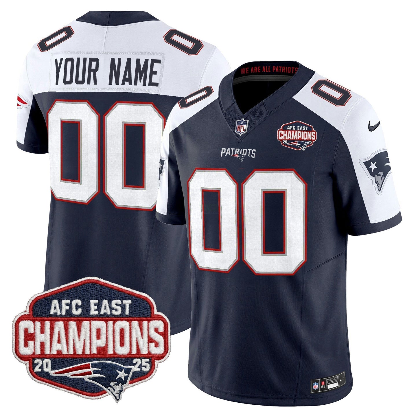 Camisa NFL New England 2025 AFC East Division Champions Vapor Limited Jersey