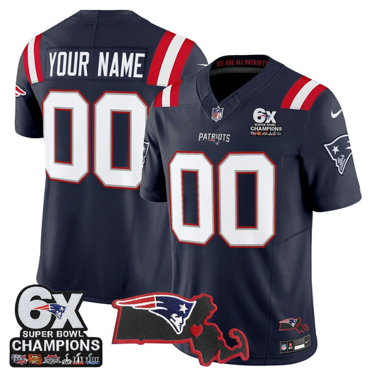 Camisa NFL New England 6-Time Champions & Massachusetts Patch Vapor Limited Jersey