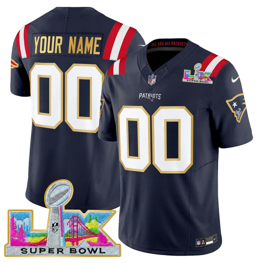 Camisa NFL New England Super Bowl LX Dourada Trim Vapor Limited Jersey