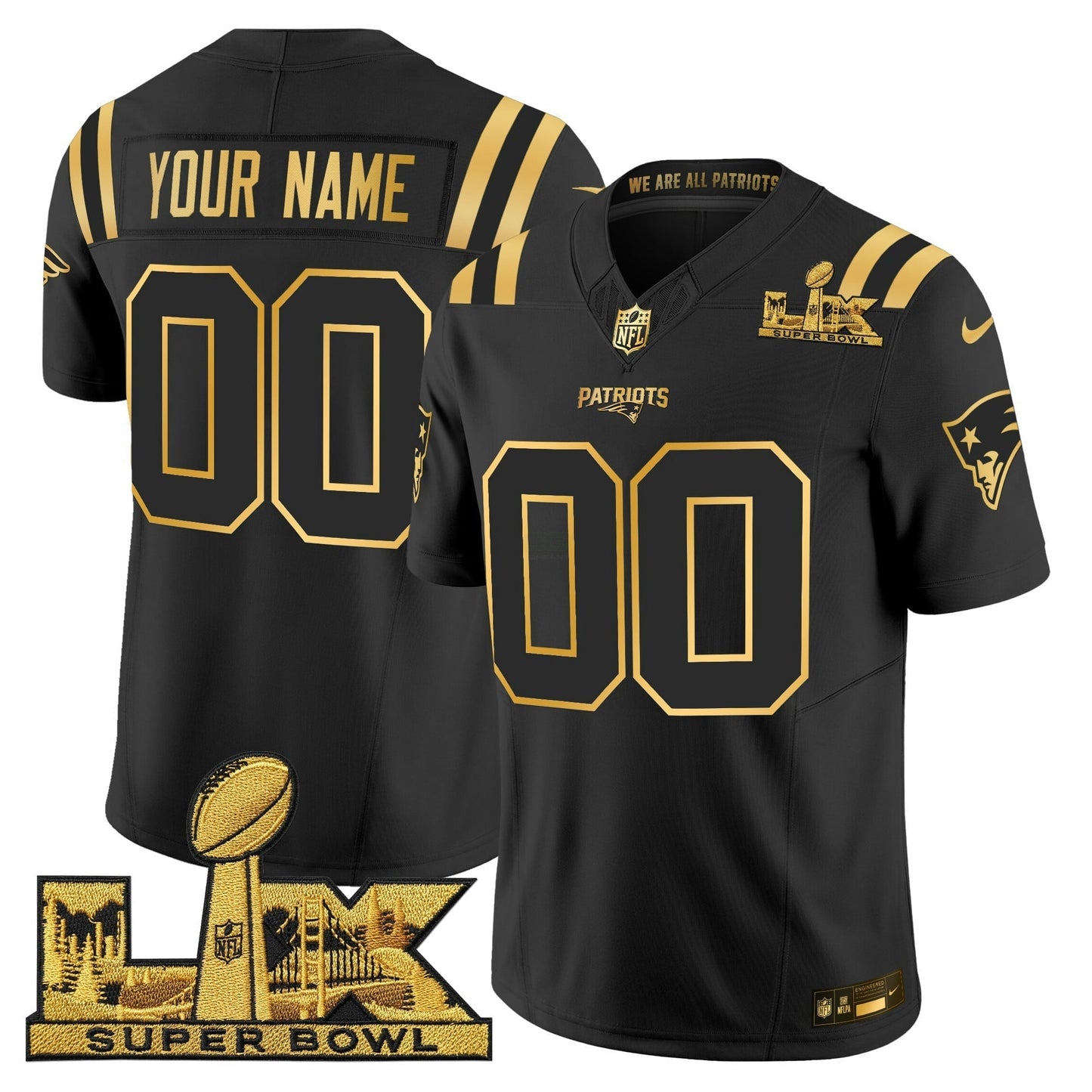 Camisa NFL New England Super Bowl LX Dourada Vapor Limited Jersey