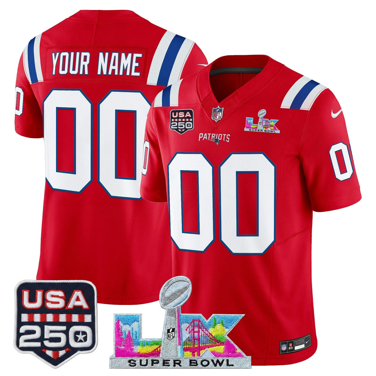 Camisa NFL New England “Super Bowl LX & United States 250th Anniversary Patch” Vapor Limited Jersey