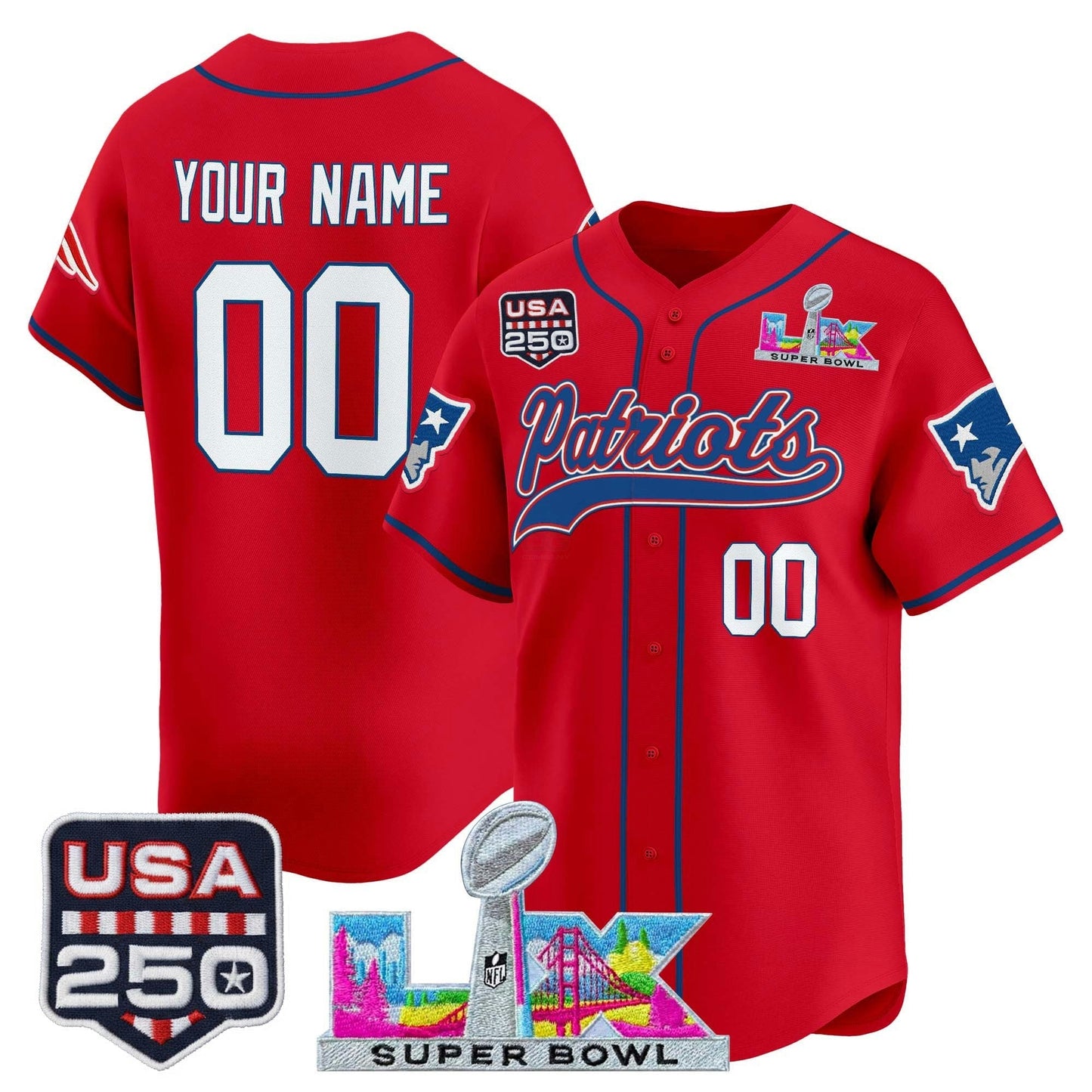 Camisa NFL New England “Super Bowl LX & United States 250th Anniversary Patch” Vapor Jersey