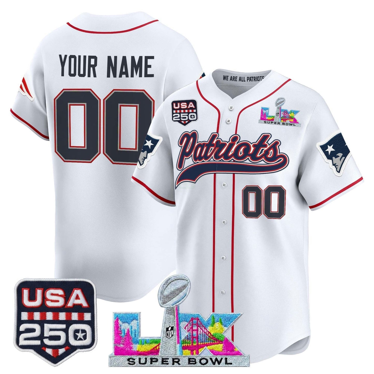 Camisa NFL New England “Super Bowl LX & United States 250th Anniversary Patch” Vapor Jersey