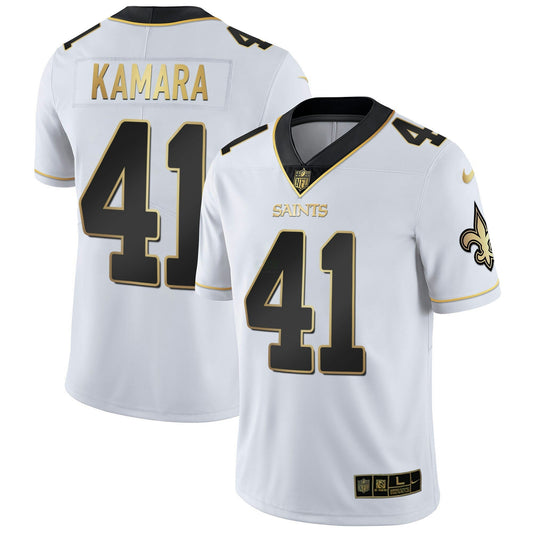 Camisa NFL New Orleans Vapor Untouchable Branca Dourada Limited Player Jersey