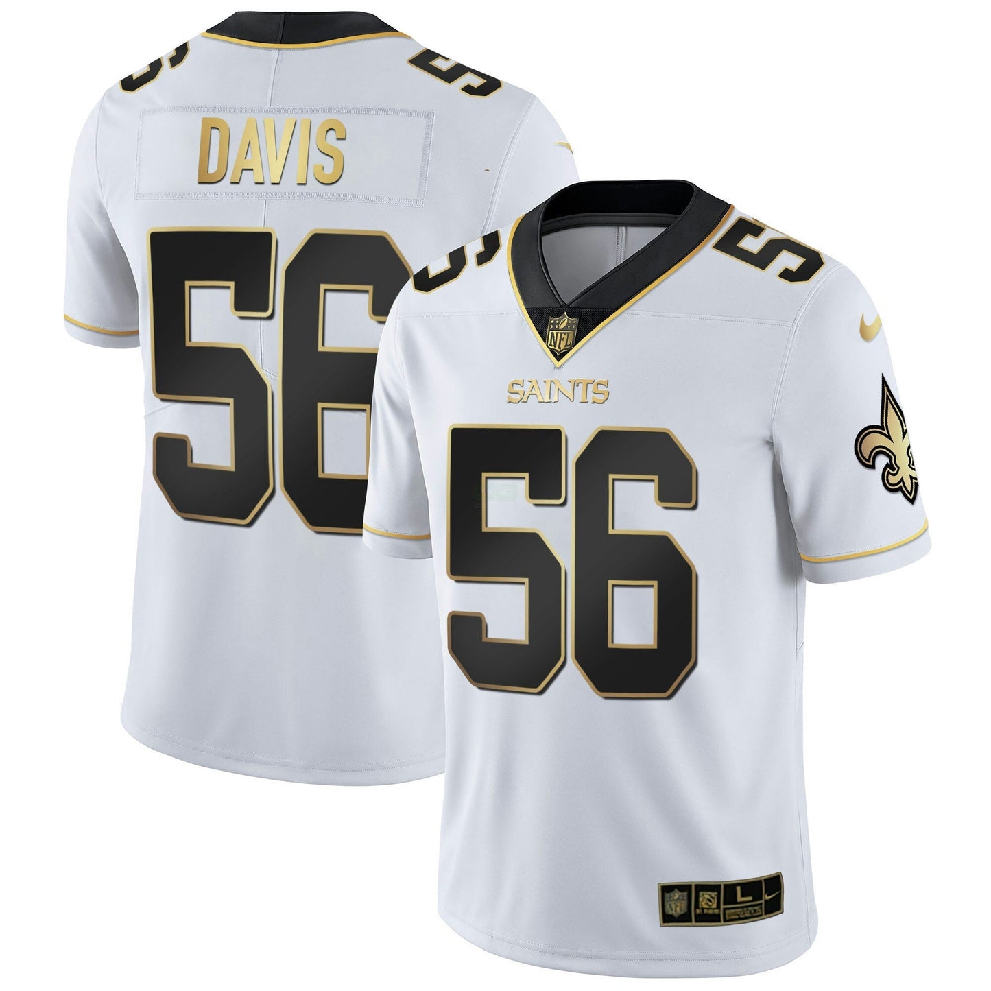 Camisa NFL New Orleans Vapor Untouchable Branca Dourada Limited Player Jersey