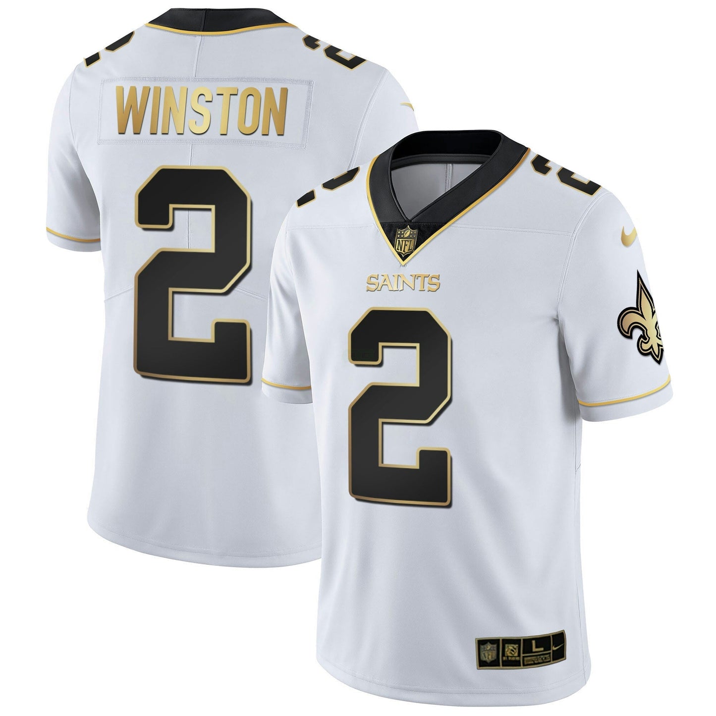 Camisa NFL New Orleans Vapor Untouchable Branca Dourada Limited Player Jersey