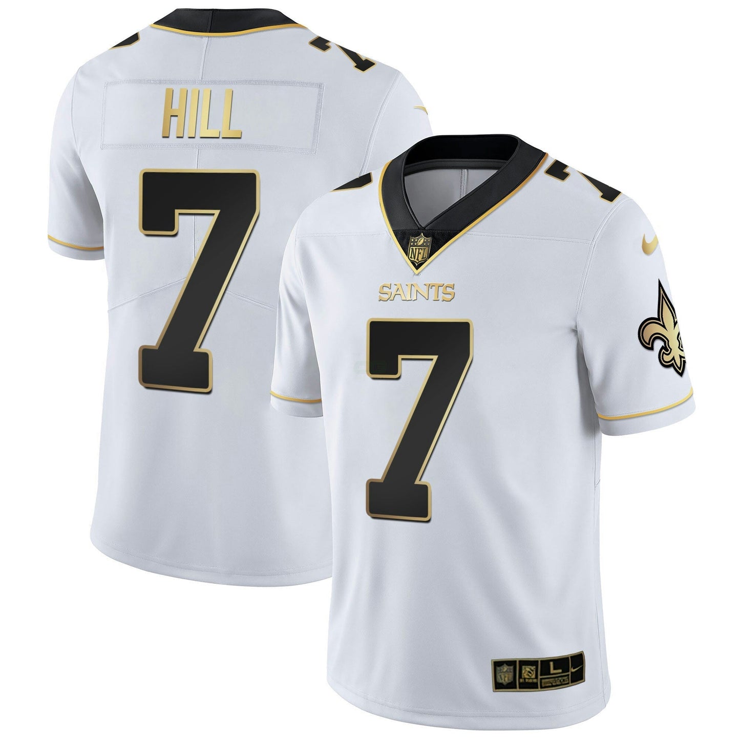 Camisa NFL New Orleans Vapor Untouchable Branca Dourada Limited Player Jersey