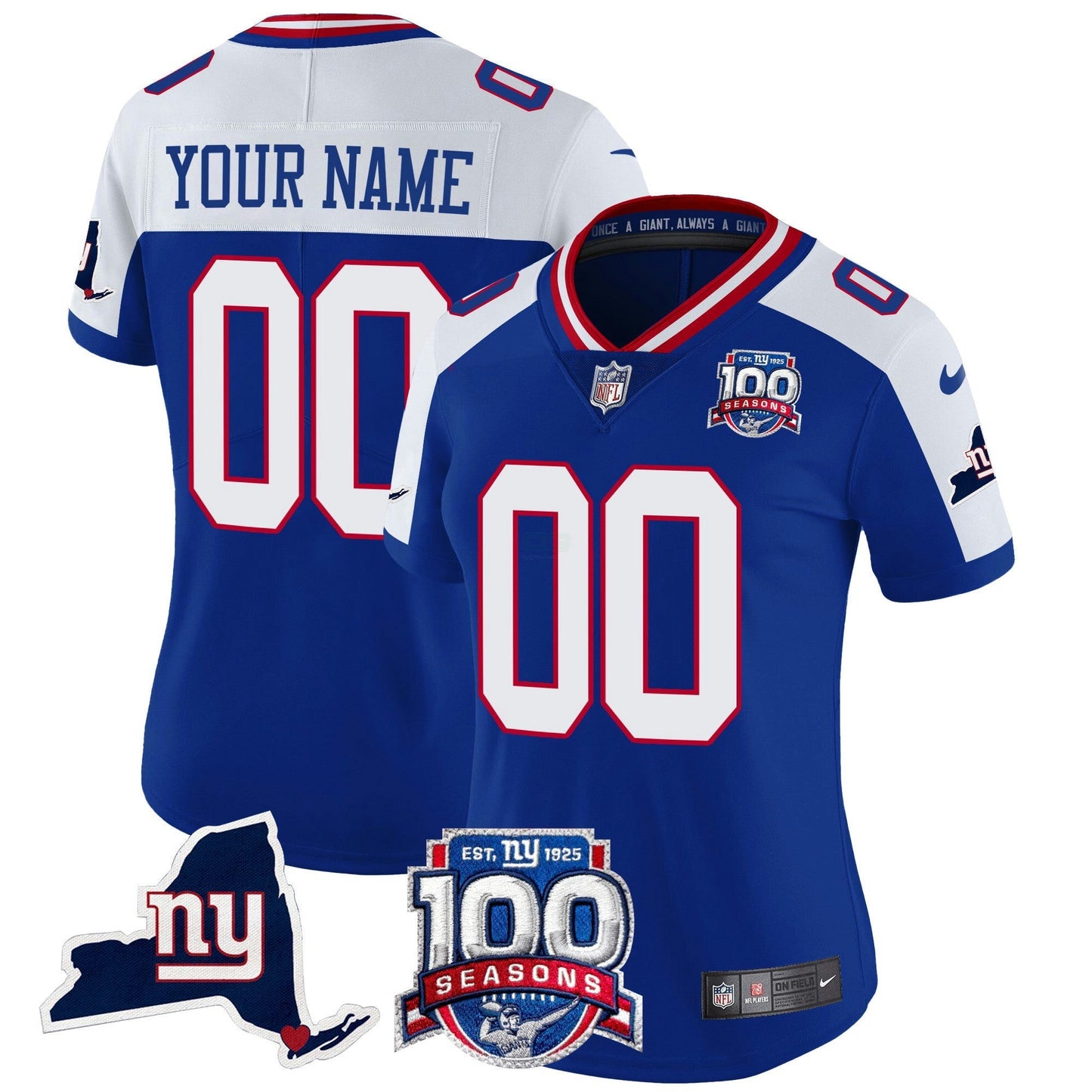 Camisa NFL New York 100th Season & State Patch Vapor Limited Jersey