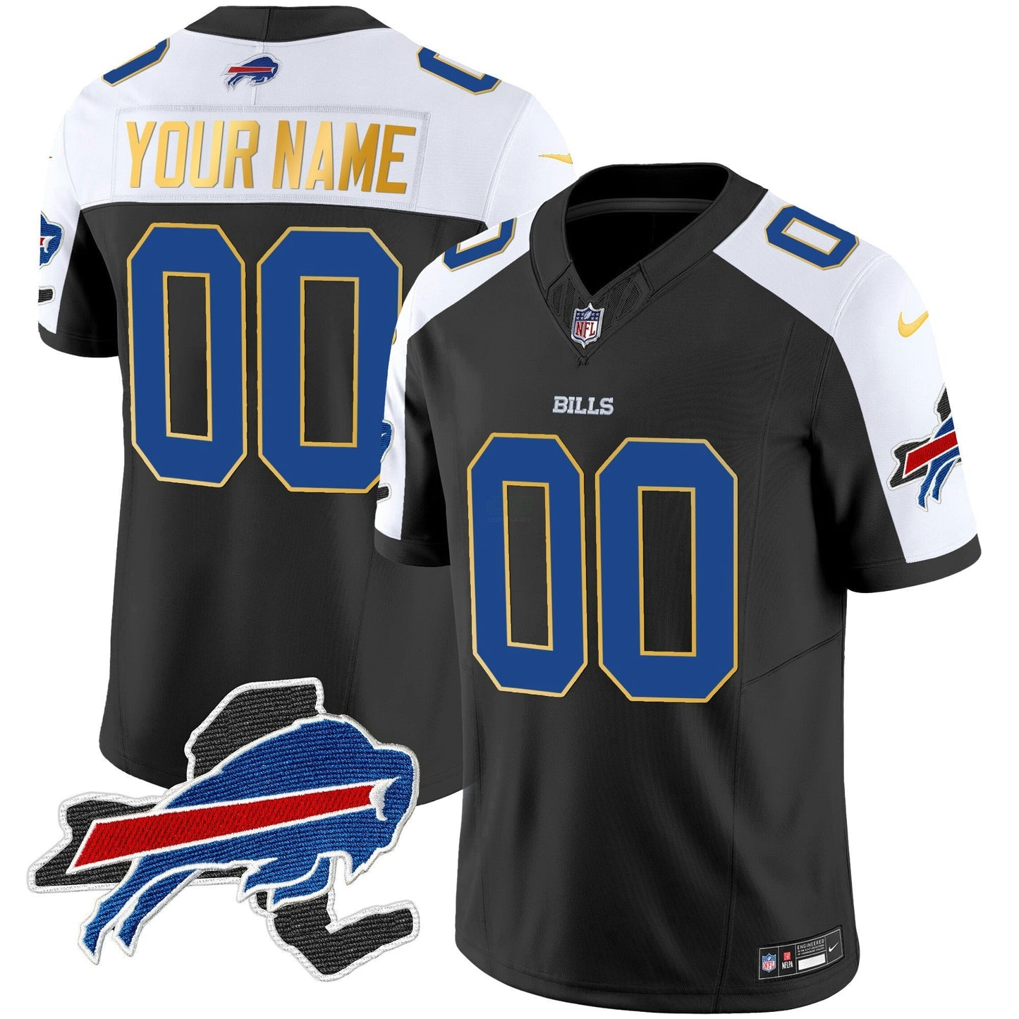 Camisa NFL New York Patch Dourada Trim Vapor Jersey