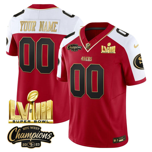 Camisa NFL NFC West Champions & Super Bowl LVIII Dourada Patch Vapor Jersey V2